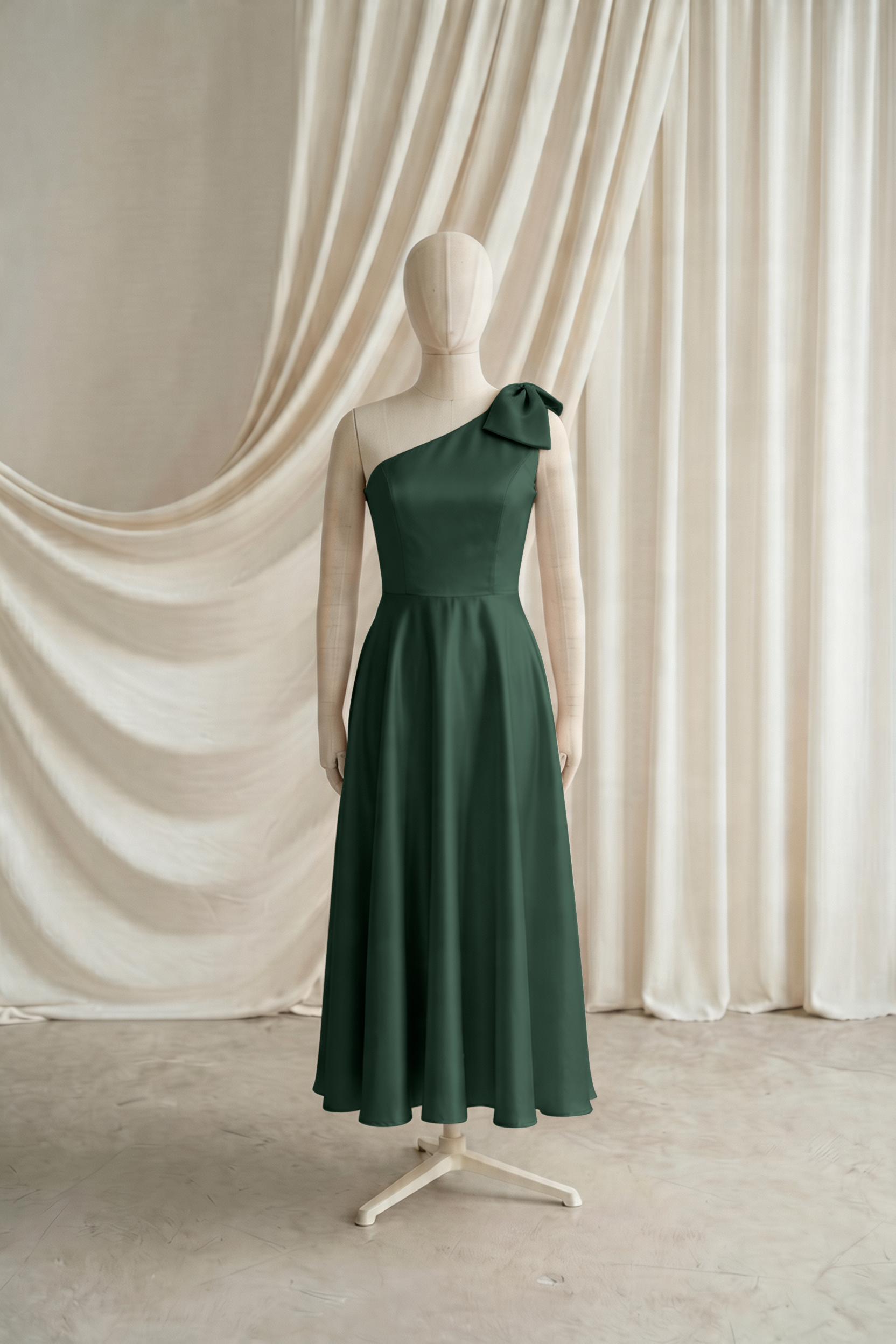 Zara Junior Bridesmaid Dress in Olive Grove Satin