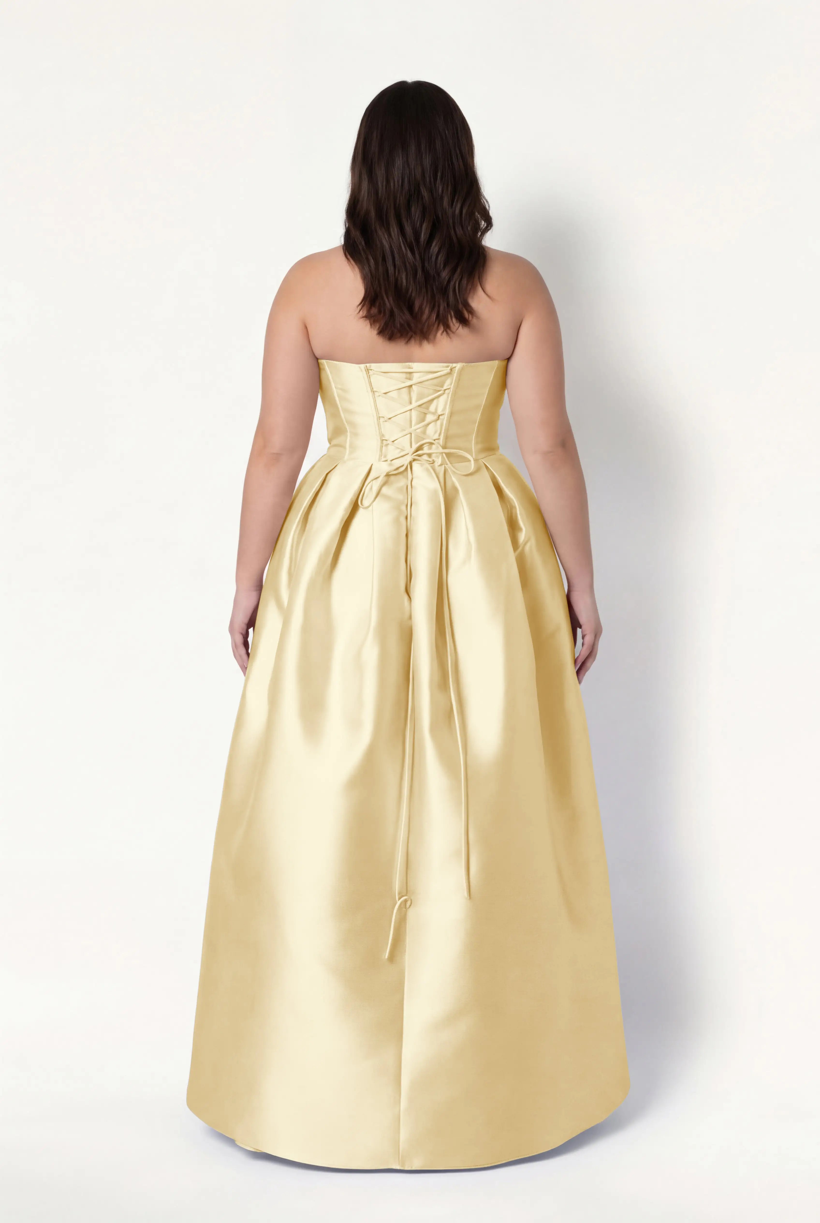 Ophelia Bridesmaid Dress in Butter Yellow Satin Twill
