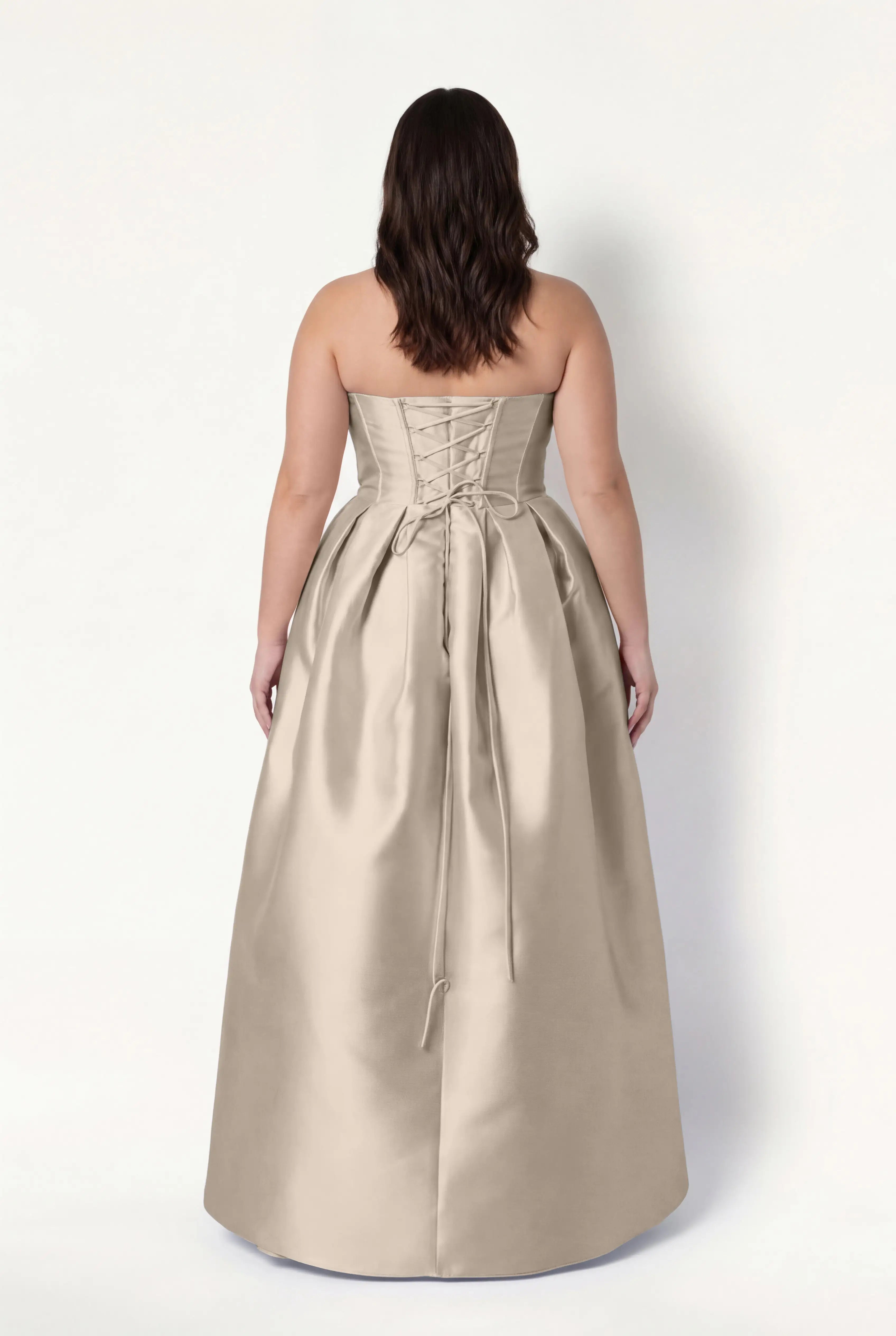 Ophelia Bridesmaid Dress in Champagne Sky Satin Twill