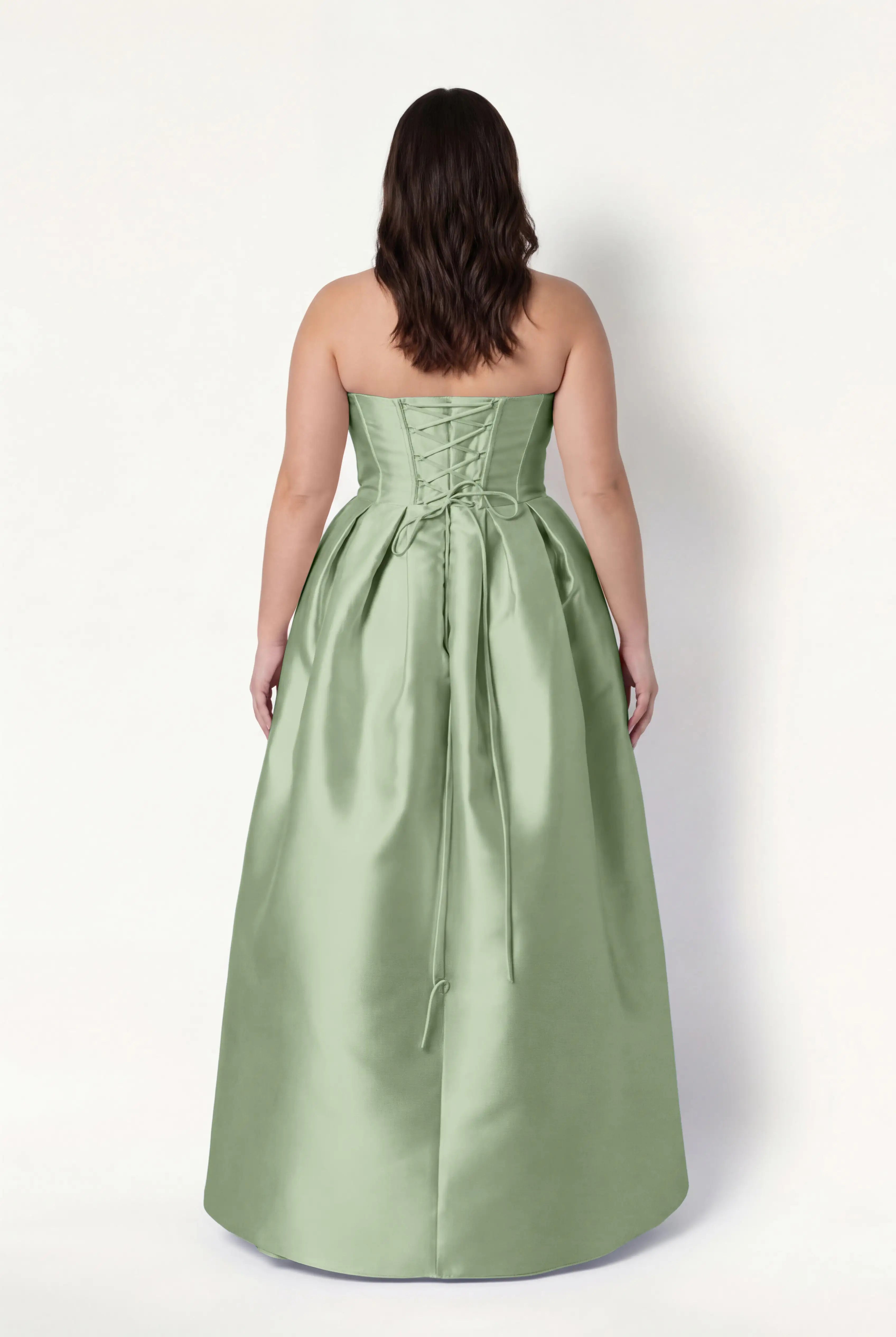 Ophelia Bridesmaid Dress in Sage Green Satin Twill