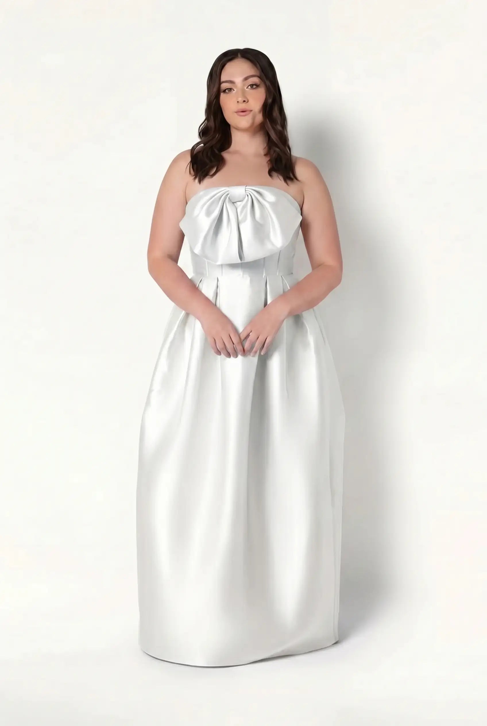 Ophelia Dress in Ivory Satin Twill