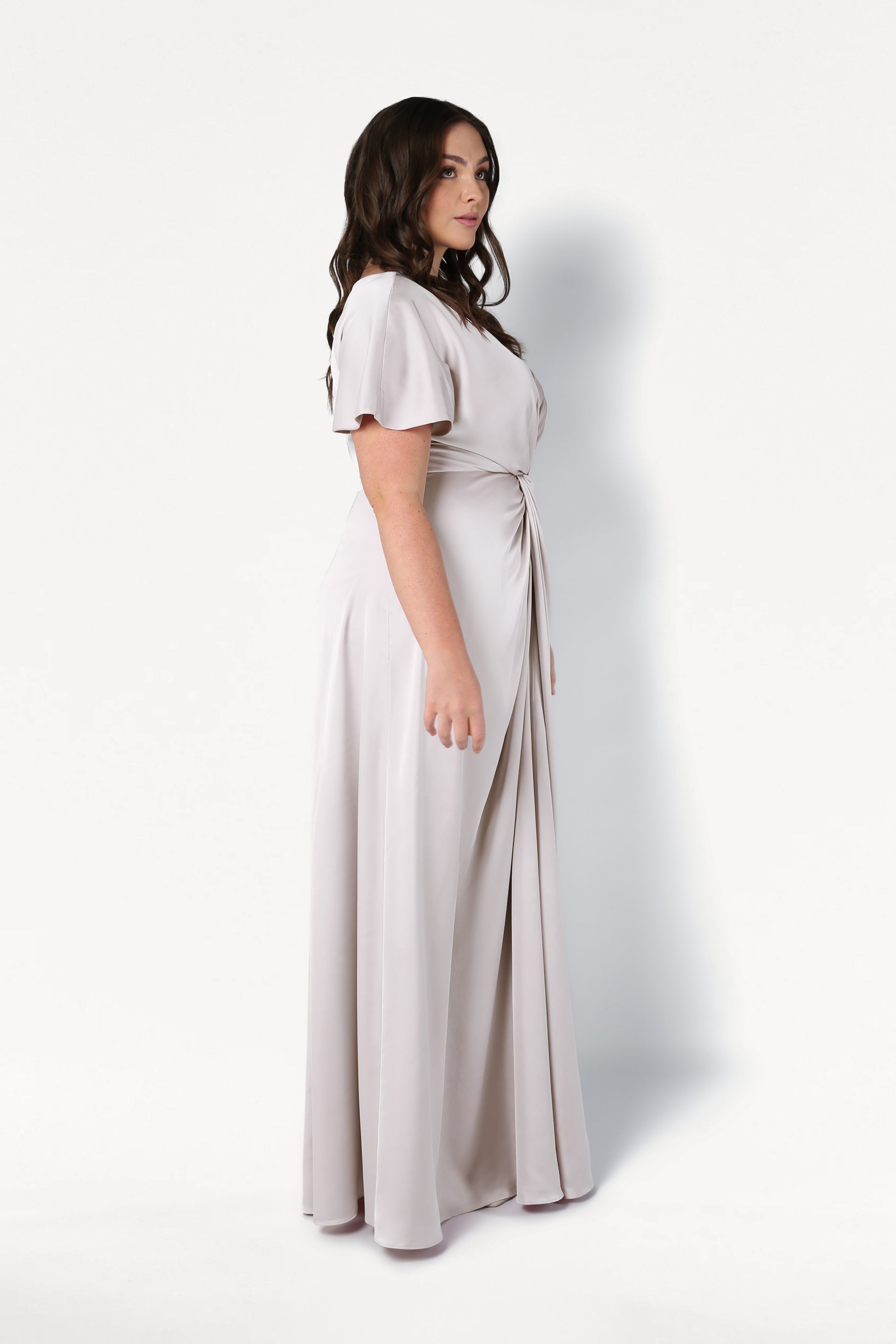 TH&TH Camilla Bridesmaid Dress in Oyster Satin TH and TH TH&TH Camilla Bridesmaid Dress in Oyster Satin TH and TH