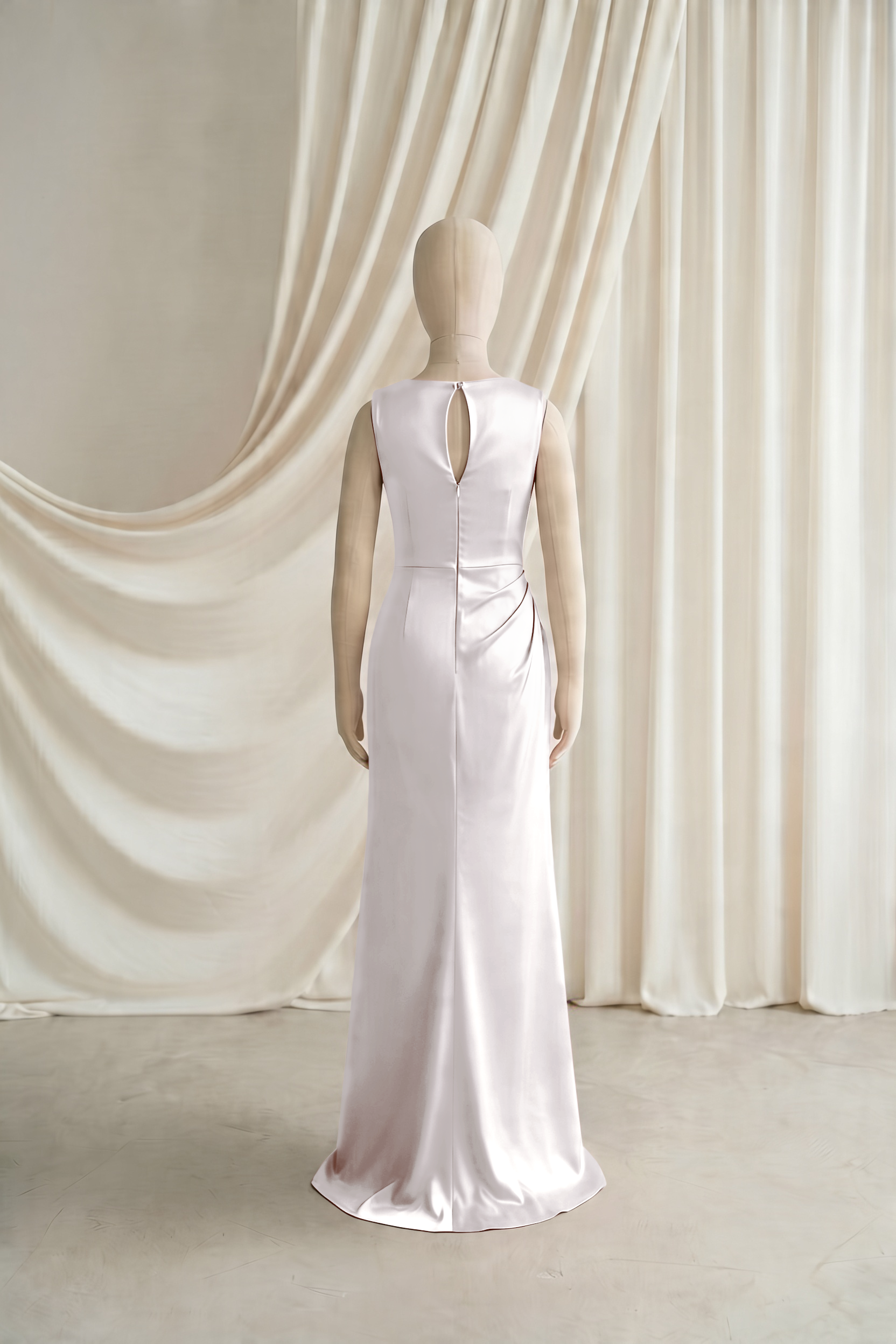 Nala Junior Bridesmaid Dress in Oyster Satin