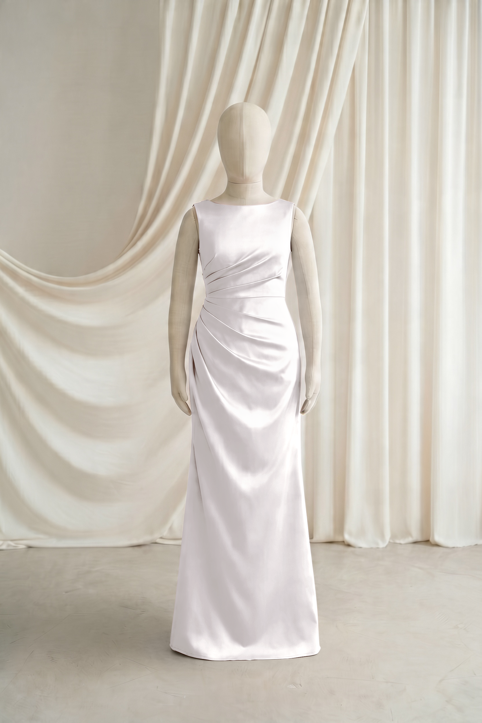Nala Junior Bridesmaid Dress in Oyster Satin