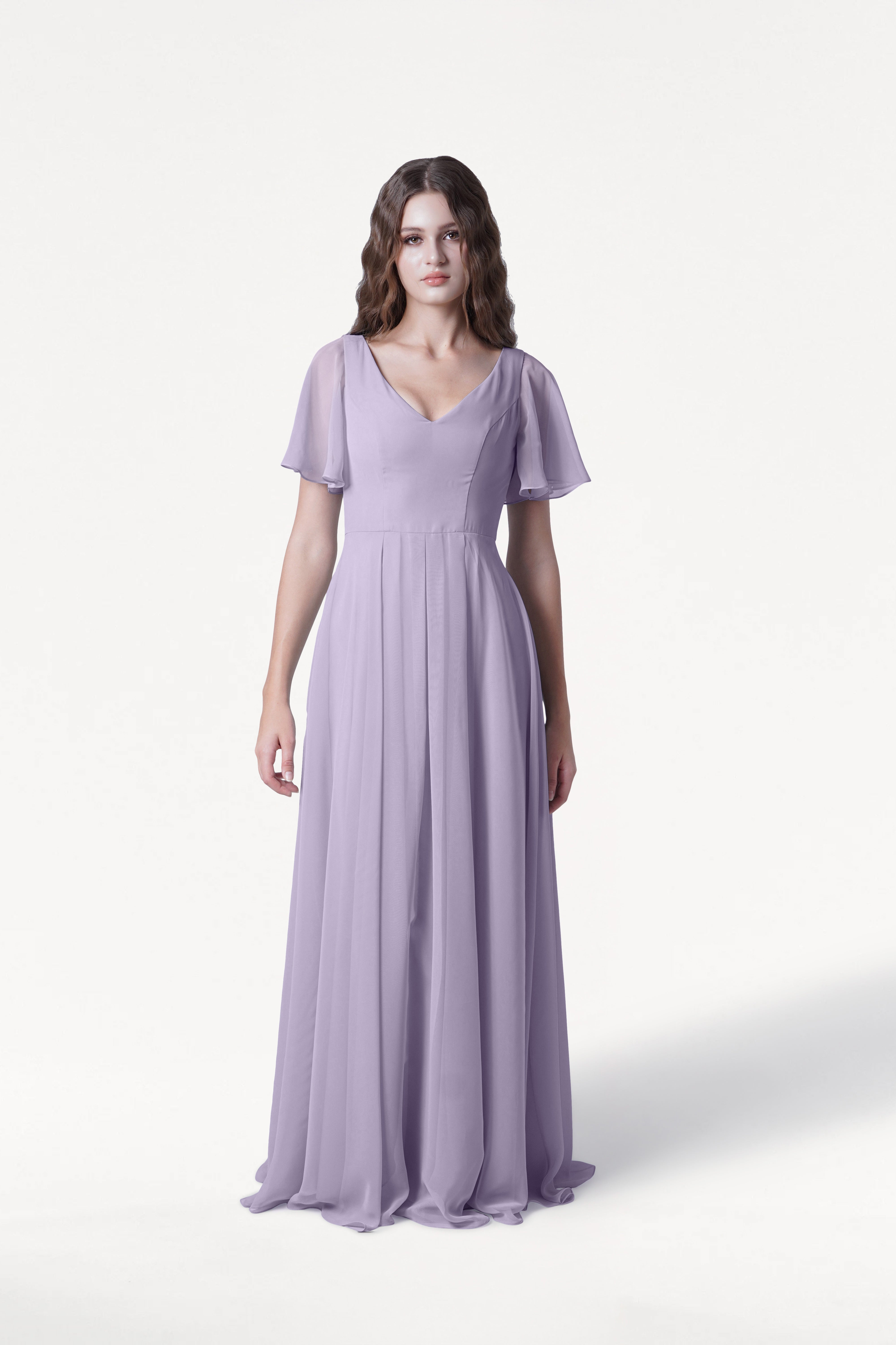 Phoebe Bridesmaid Dress In Lilac Mist Chiffon