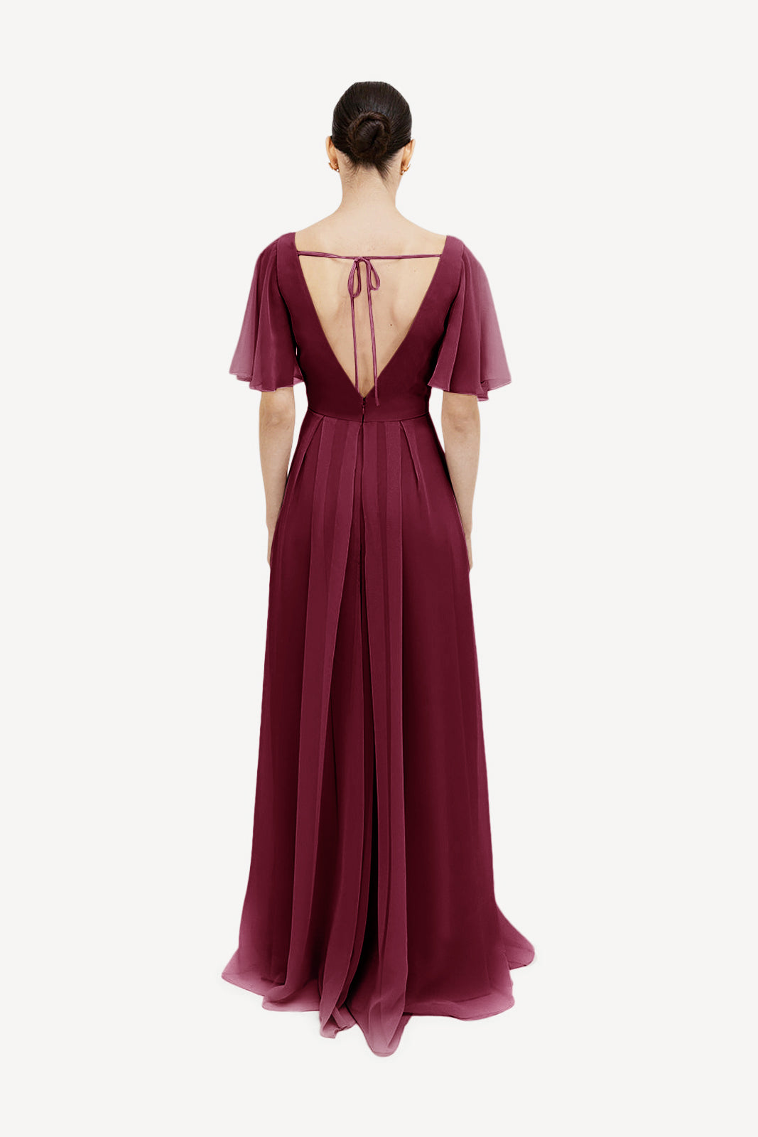 TH&TH Phoebe Bridesmaid Dress In Merlot Chiffon TH and TH TH&TH Phoebe Bridesmaid Dress In Merlot Chiffon TH and TH