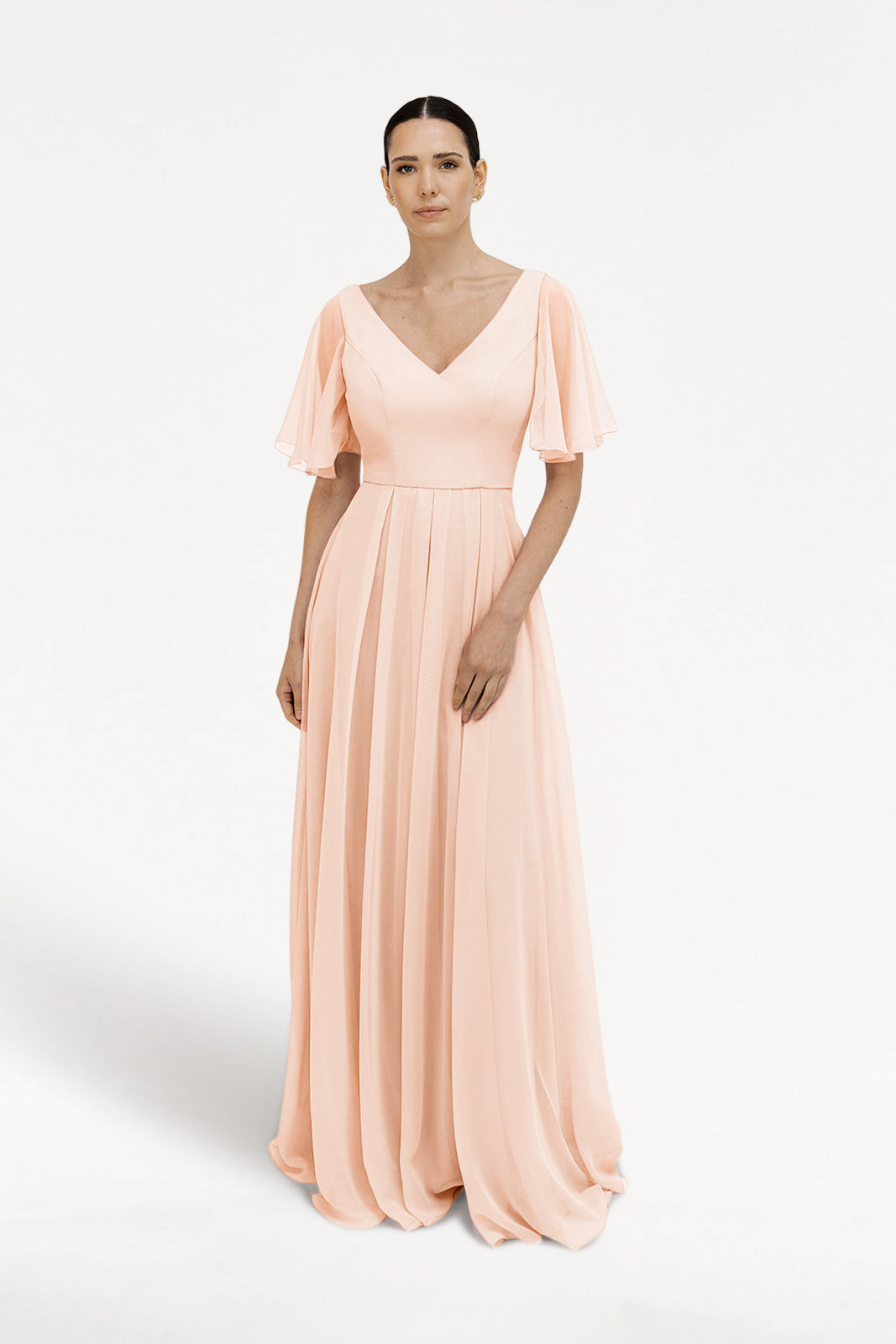 TH&TH Phoebe Bridesmaid Dress In Blush Pink Chiffon TH and TH TH&TH Phoebe Bridesmaid Dress In Blush Pink Chiffon TH and TH