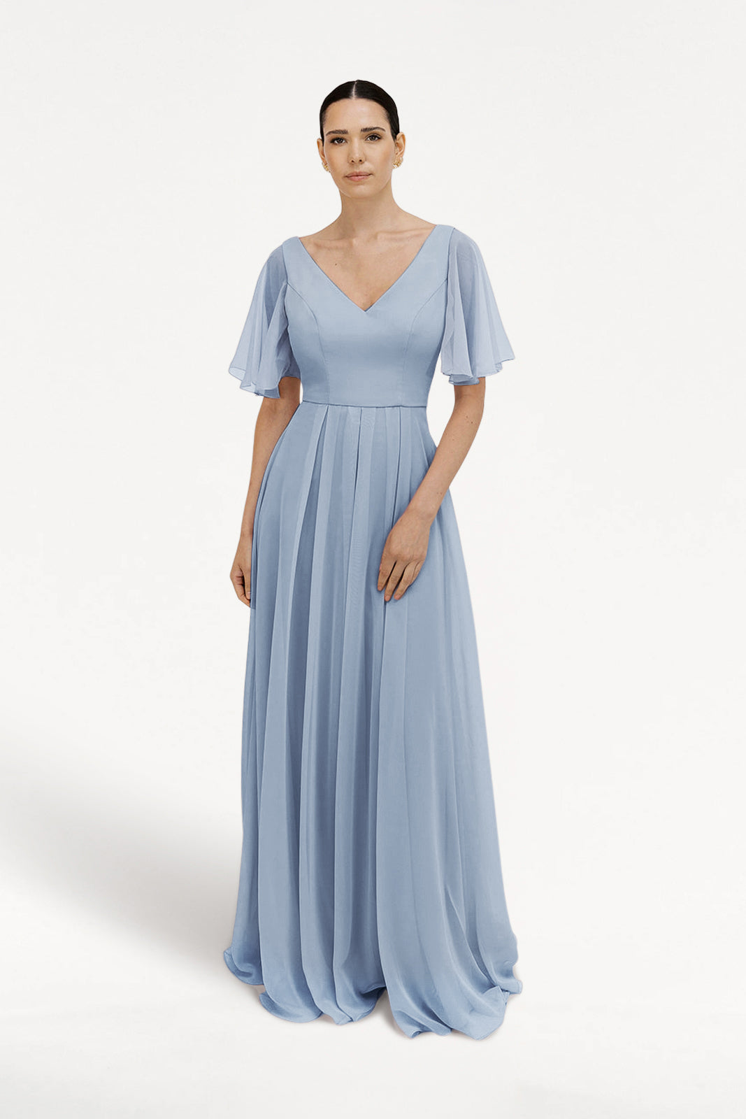 Phoebe Bridesmaid Dress In Dusty Blue Chiffon