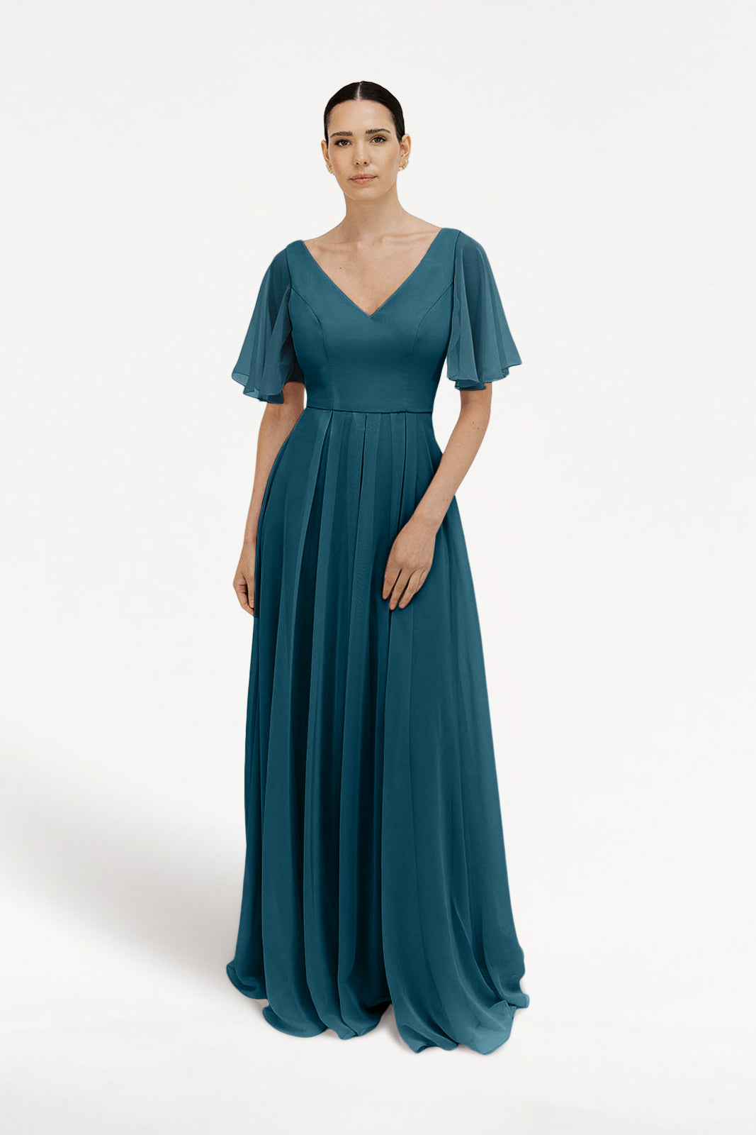 Phoebe Bridesmaid Dress In Emerald Dawn Chiffon