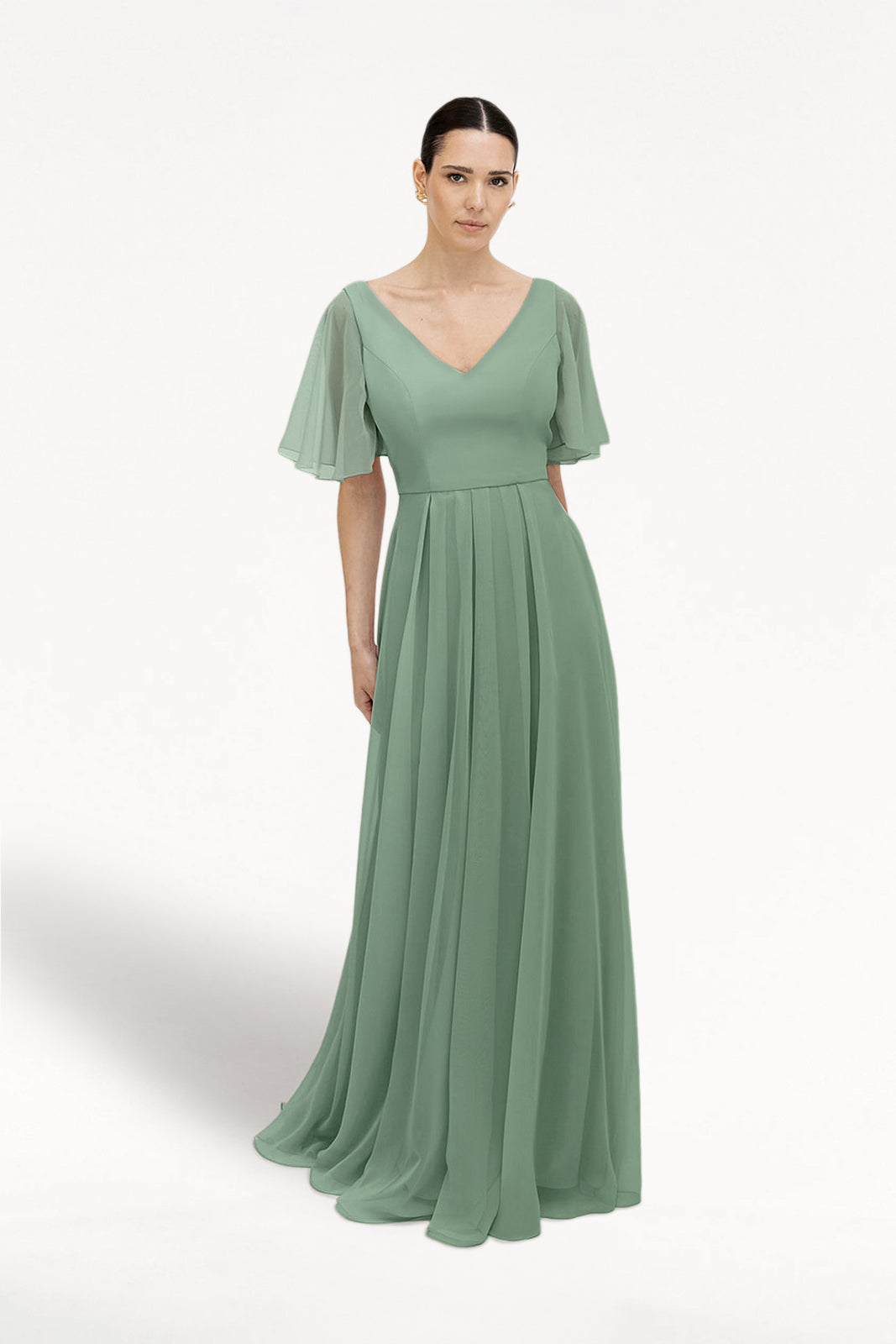 Phoebe Bridesmaid Dress In Sage Green Chiffon