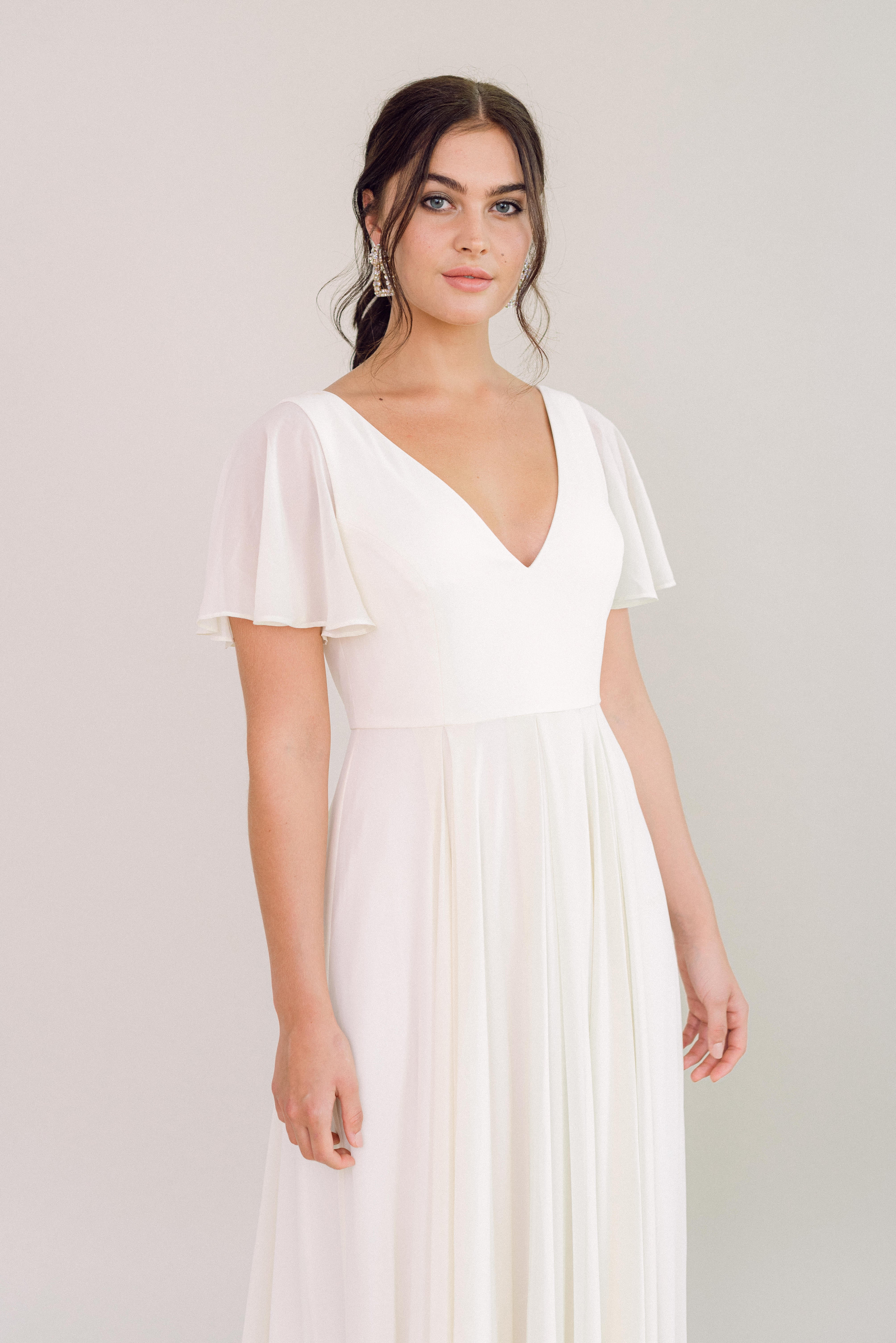 Phoebe Bridesmaid Dress In Ivory Chiffon