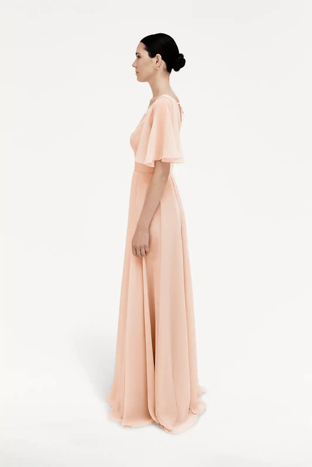 TH&TH Phoebe Bridesmaid Dress In Blush Pink Chiffon