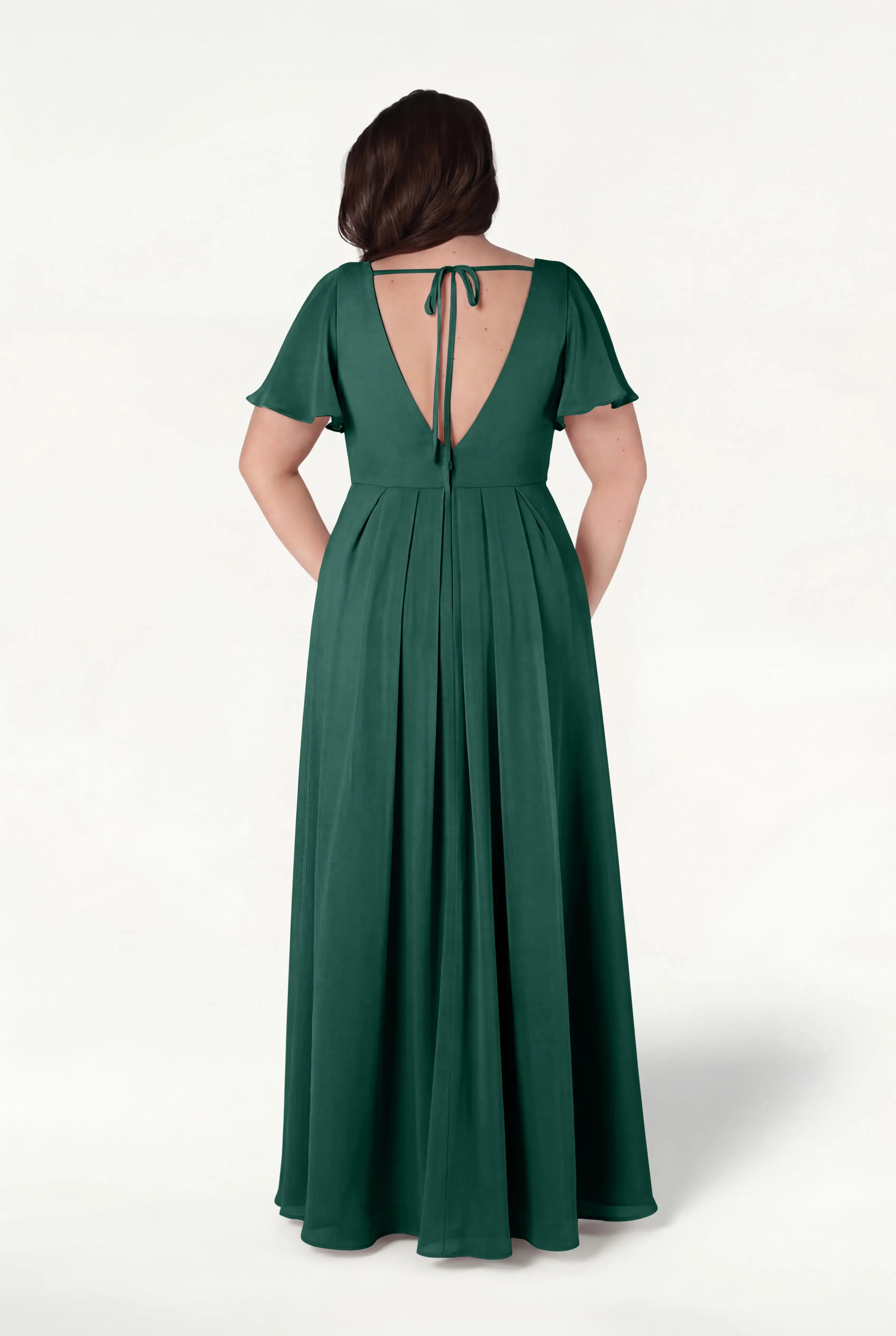 Phoebe Bridesmaid Dress In Forest Green Chiffon