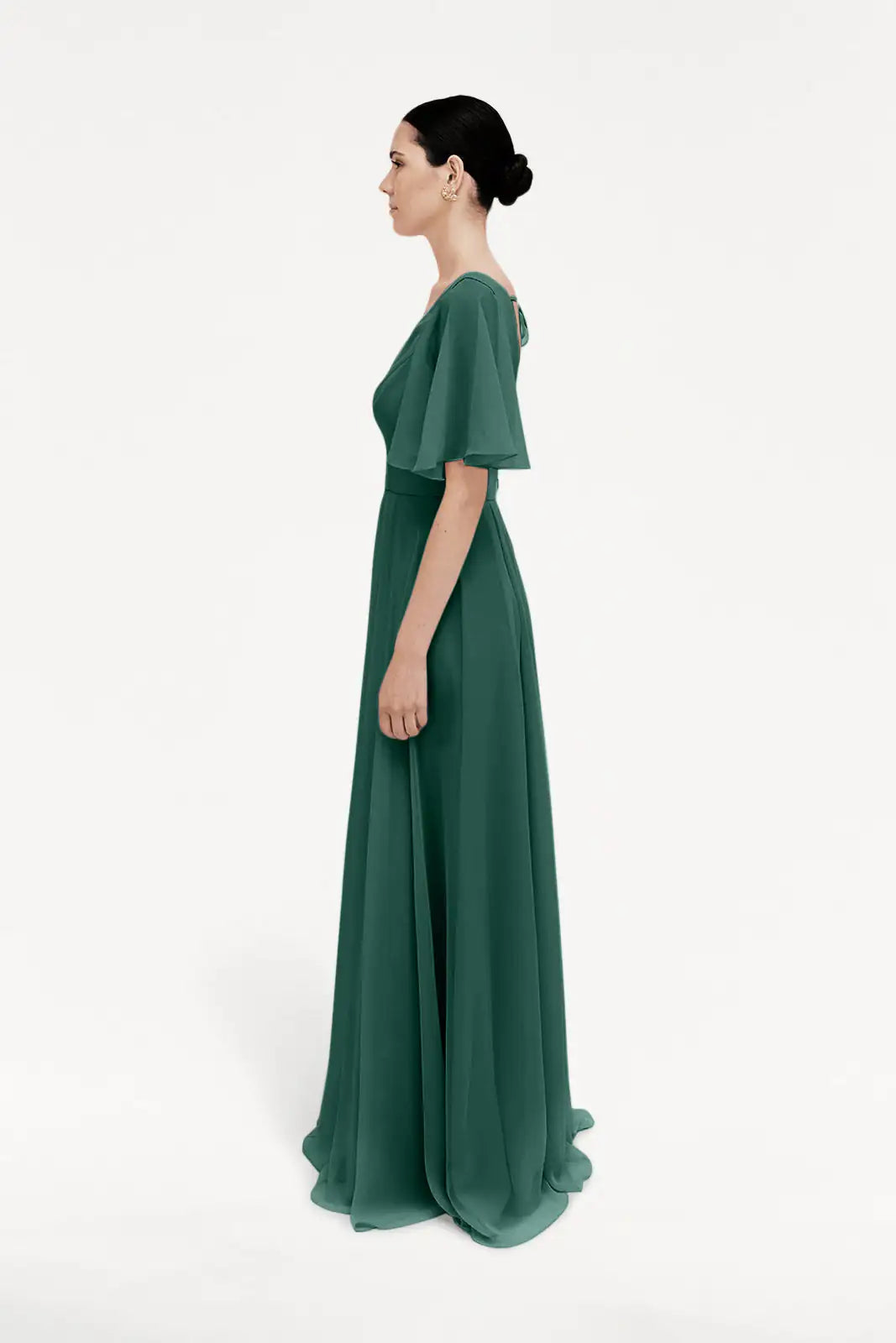 Phoebe Bridesmaid Dress In Forest Green Chiffon