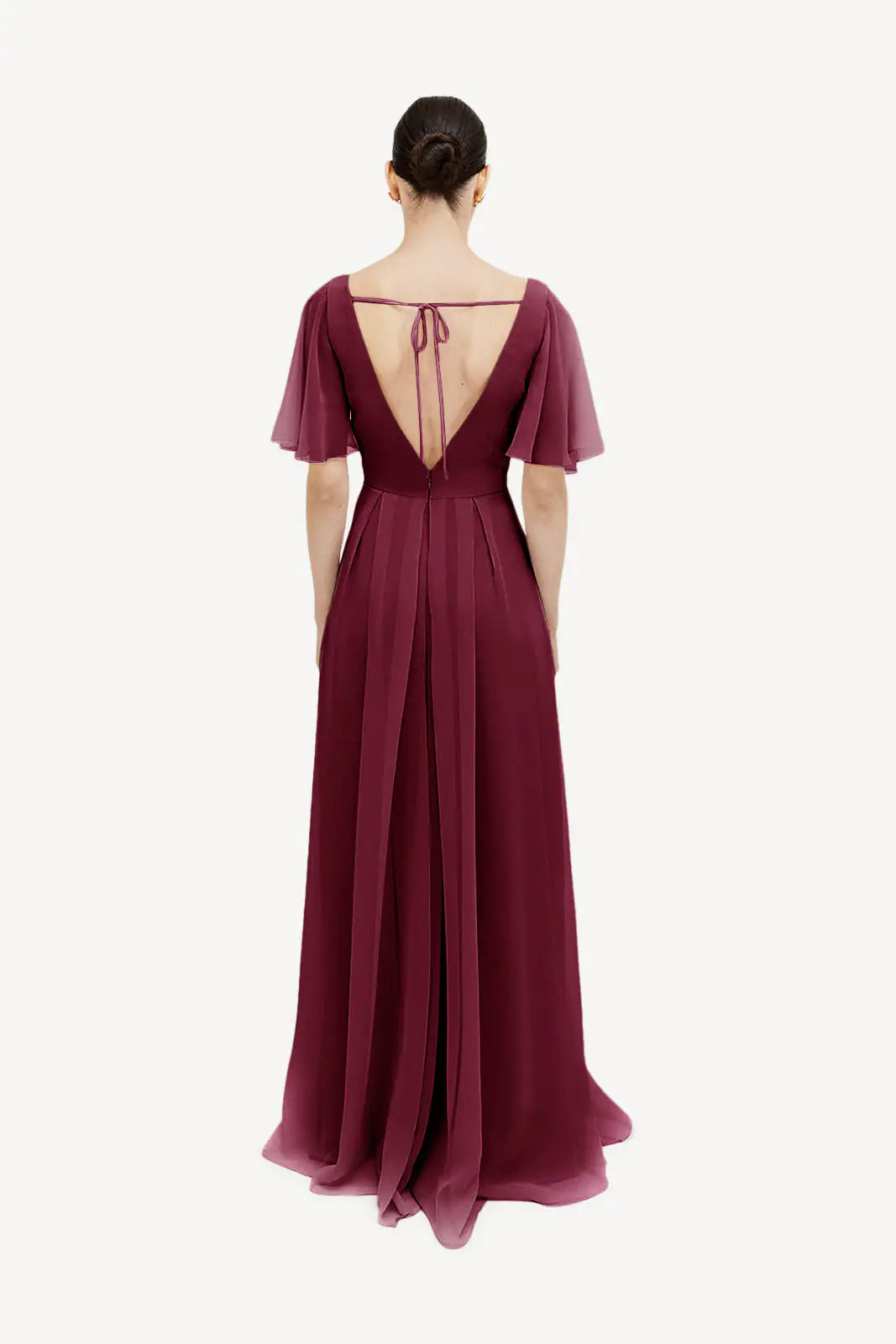 TH&TH Phoebe Bridesmaid Dress In Merlot Chiffon