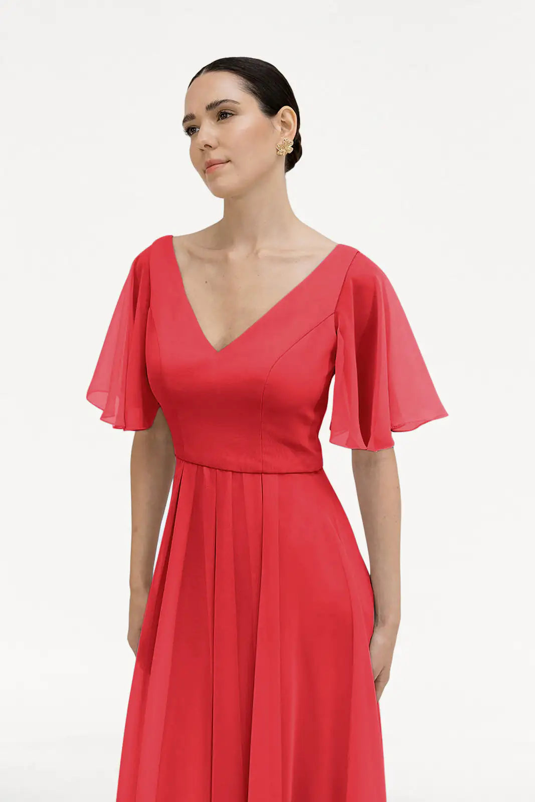 Phoebe Bridesmaid Dress In Ruby Chiffon