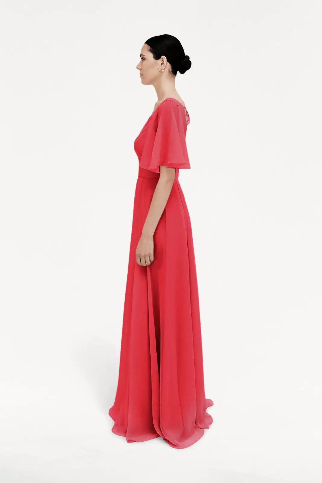 Phoebe Bridesmaid Dress In Ruby Chiffon