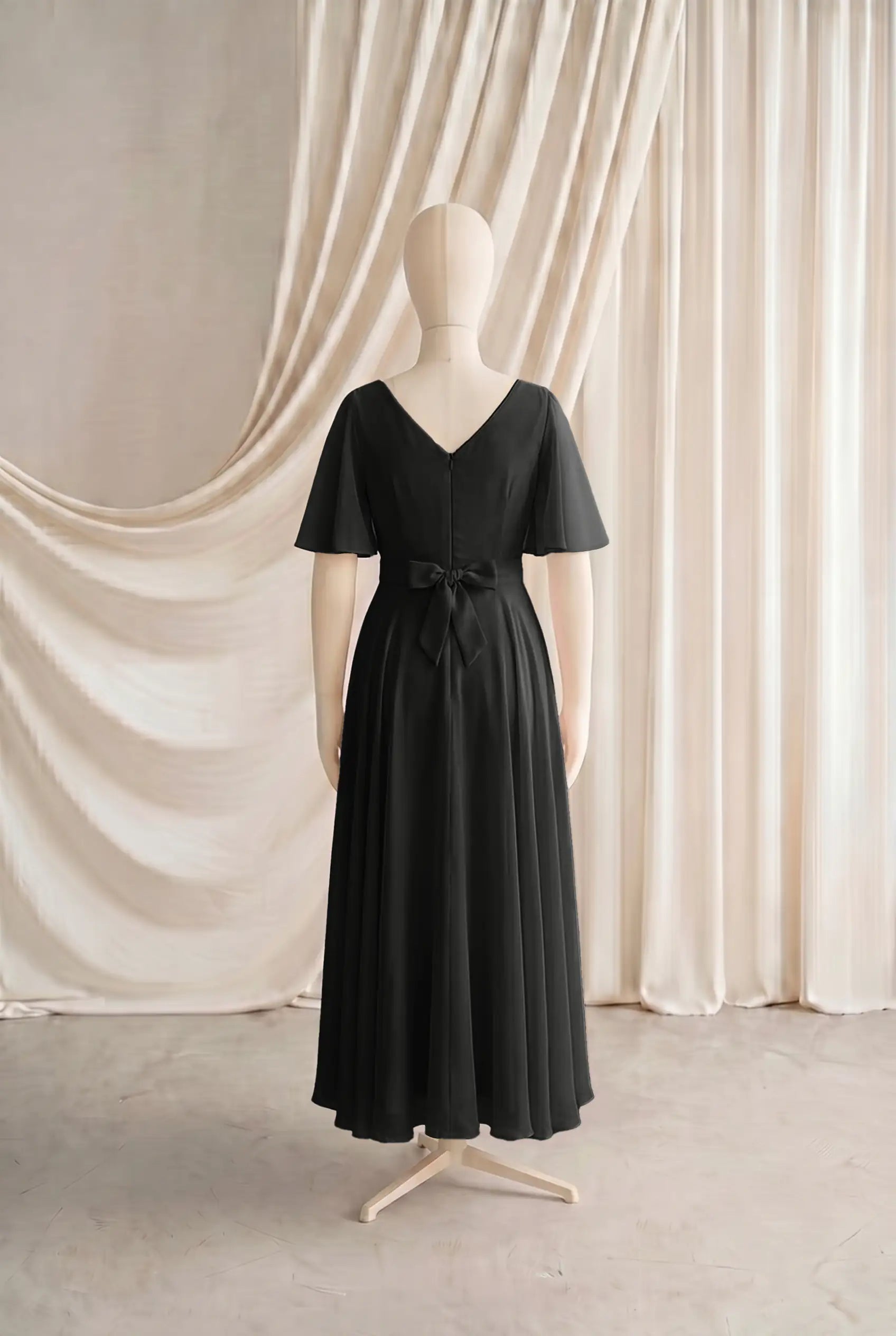 Phoebe Junior Bridesmaid Dress In Black Chiffon