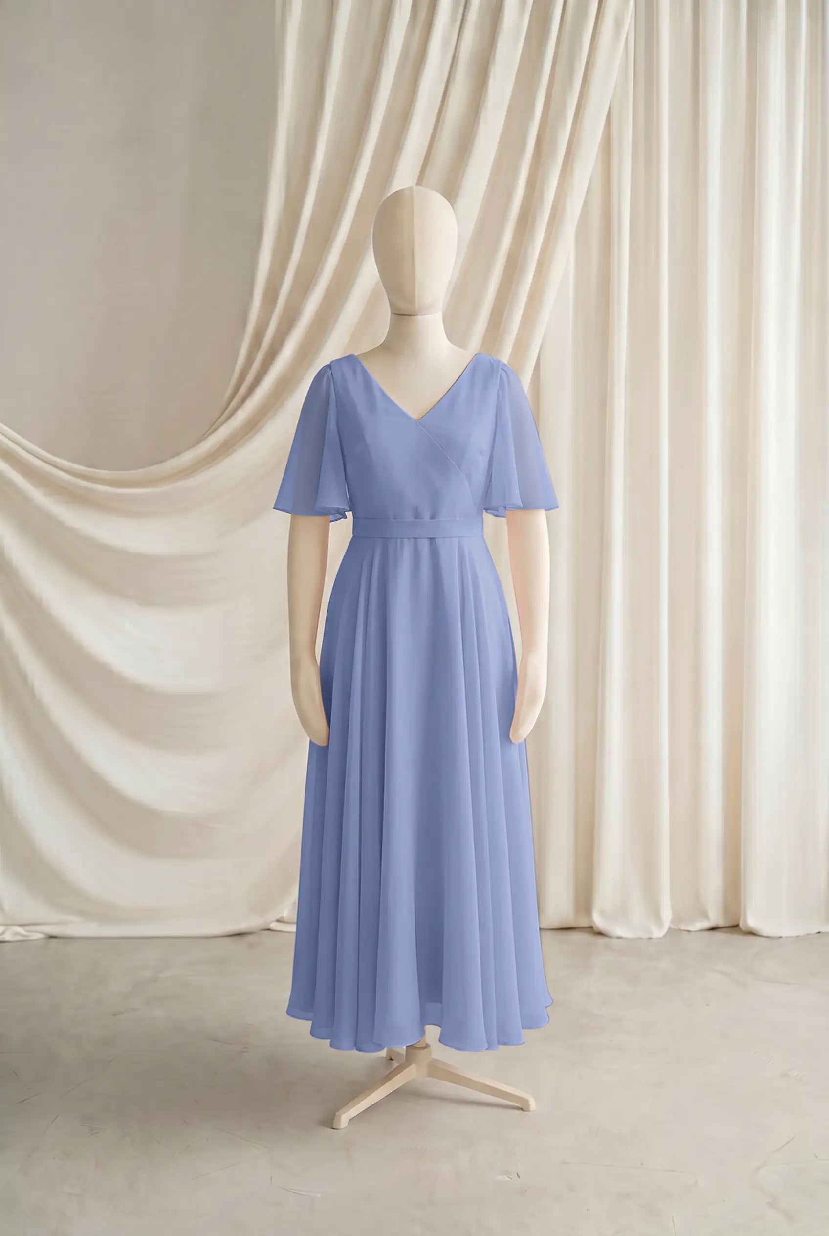 Phoebe Junior Bridesmaid Dress In French Blue Chiffon