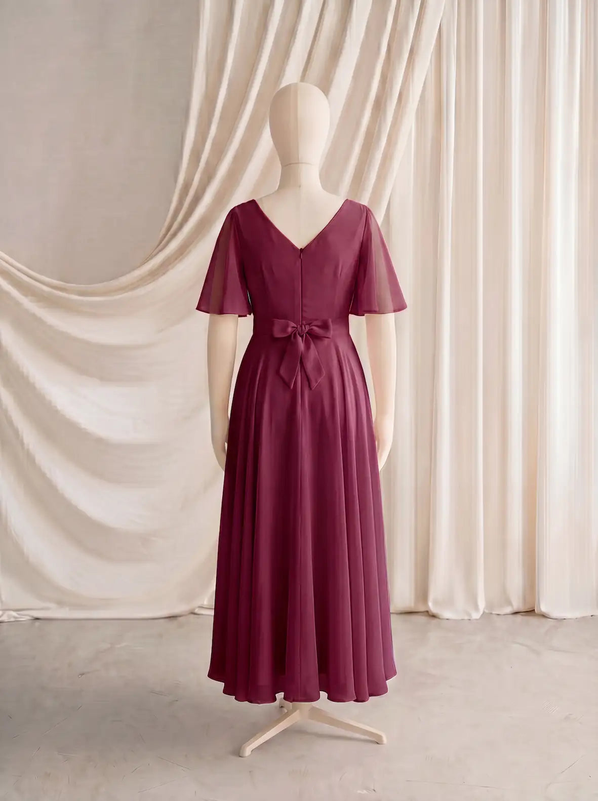 Phoebe Junior Bridesmaid Dress In Merlot Chiffon