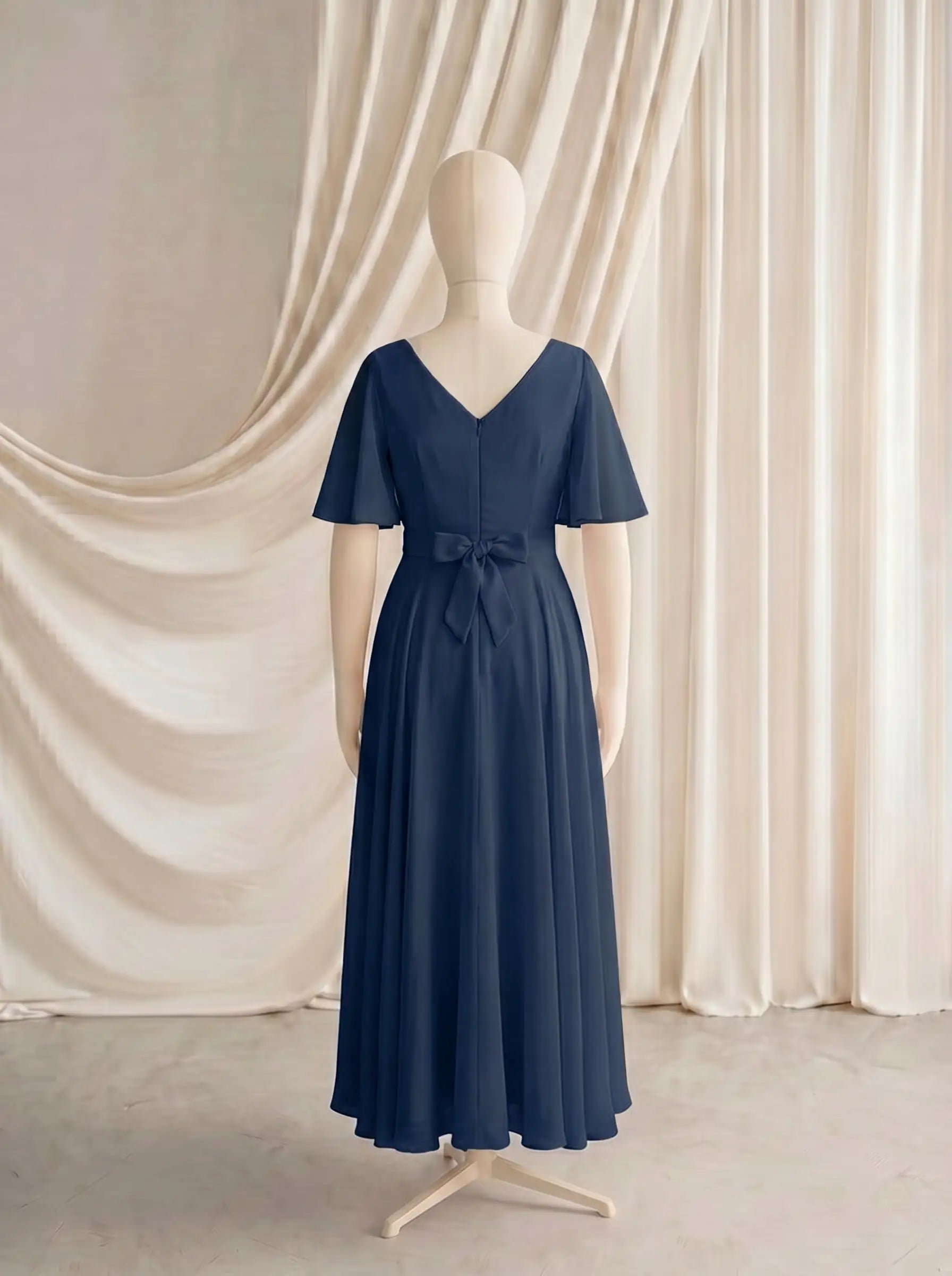 Phoebe Junior Bridesmaid Dress In Navy Chiffon