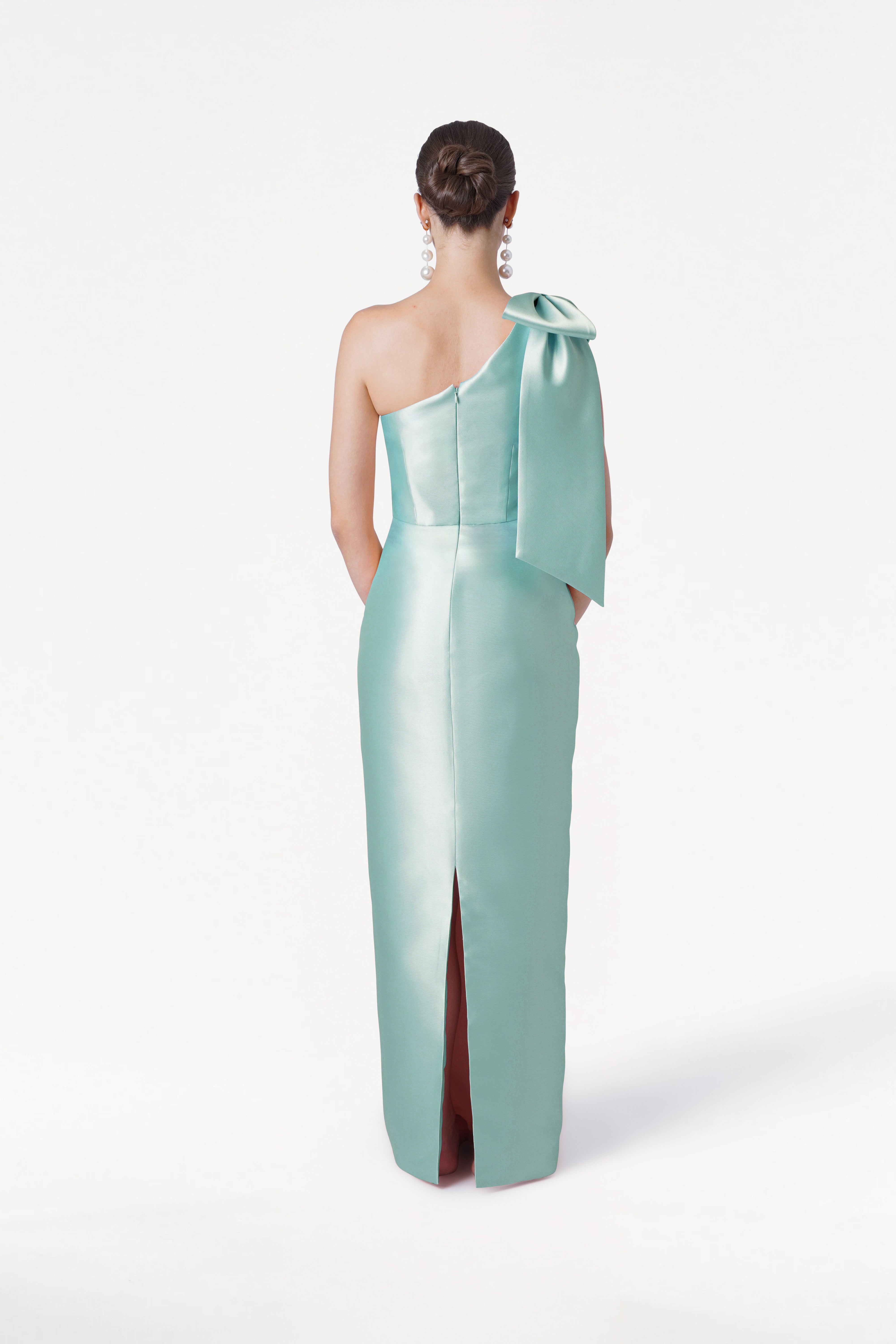 Ritz Bridesmaid Dress in Seafoam Satin Twill