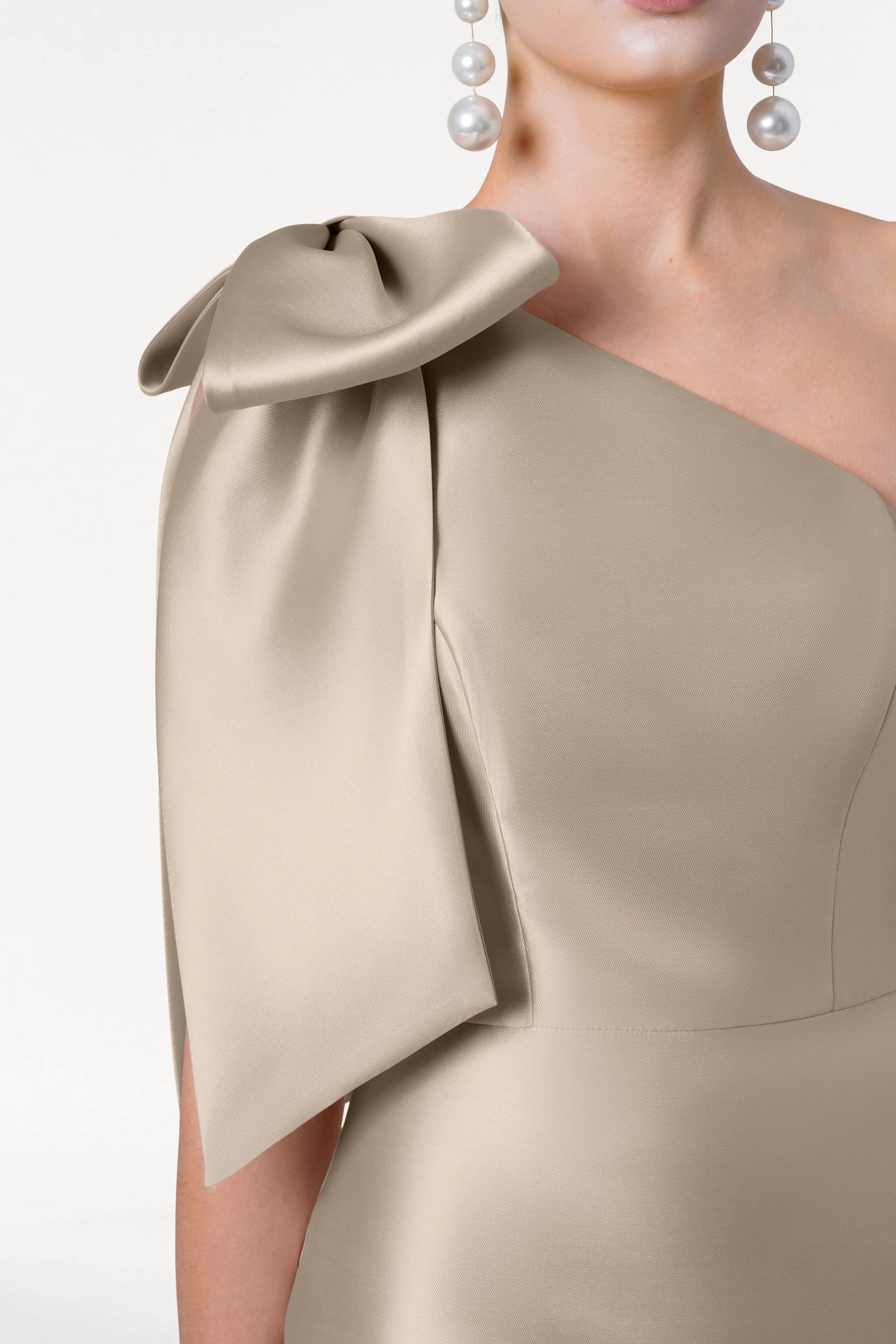 Ritz Bridesmaid Dress in Champagne Sky Satin Twill