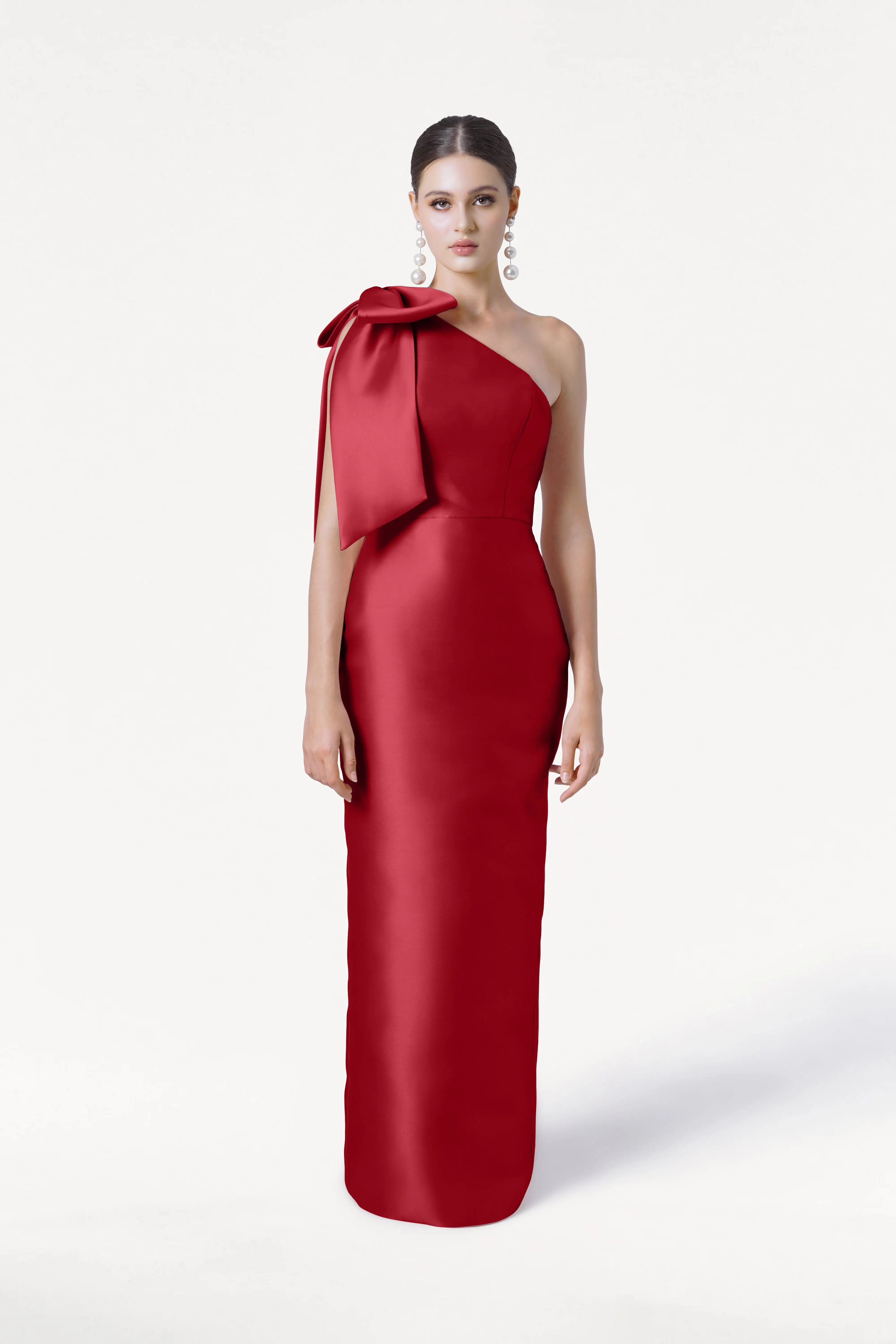 Ritz Bridesmaid Dress in Dark Cherry Satin Satin Twill