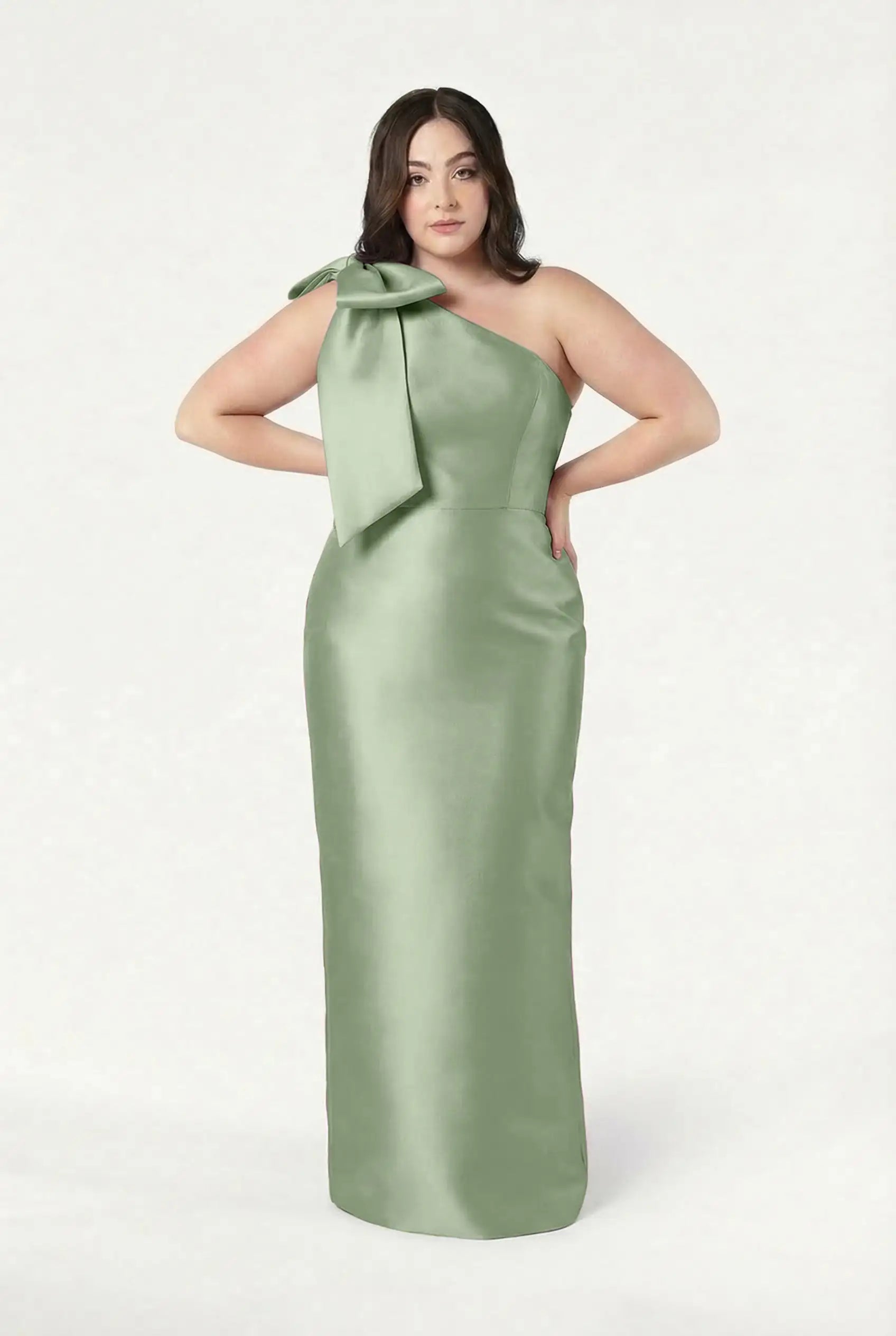Ritz Bridesmaid Dress in Sage Green Satin Twill