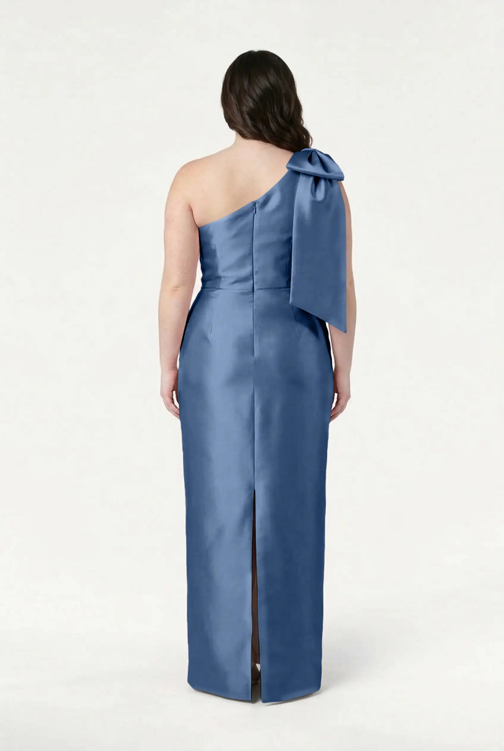 Ritz Bridesmaid Dress in Vintage Blue Satin Twill