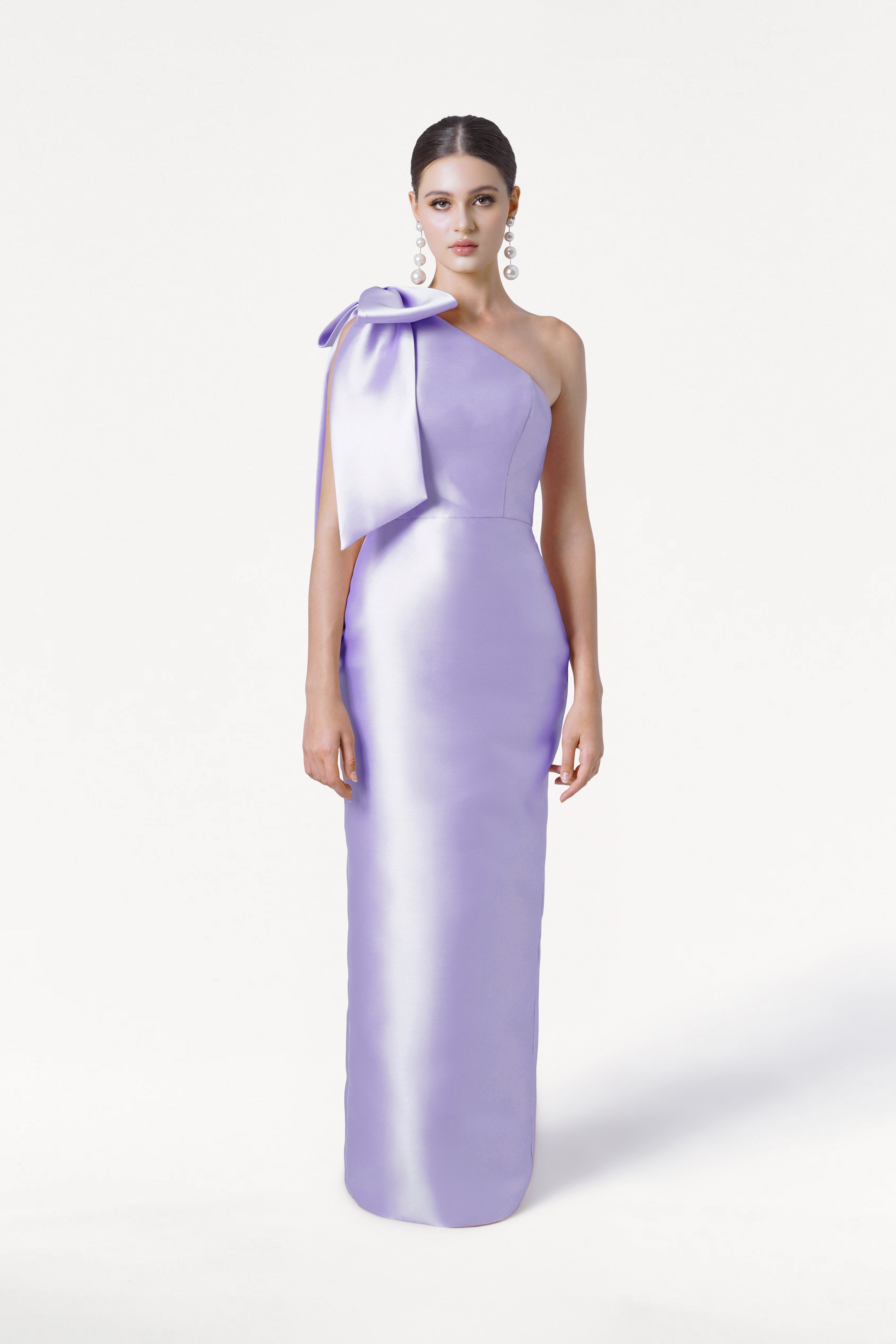 Ritz Bridesmaid Dress in Lilac Mist Satin Twill