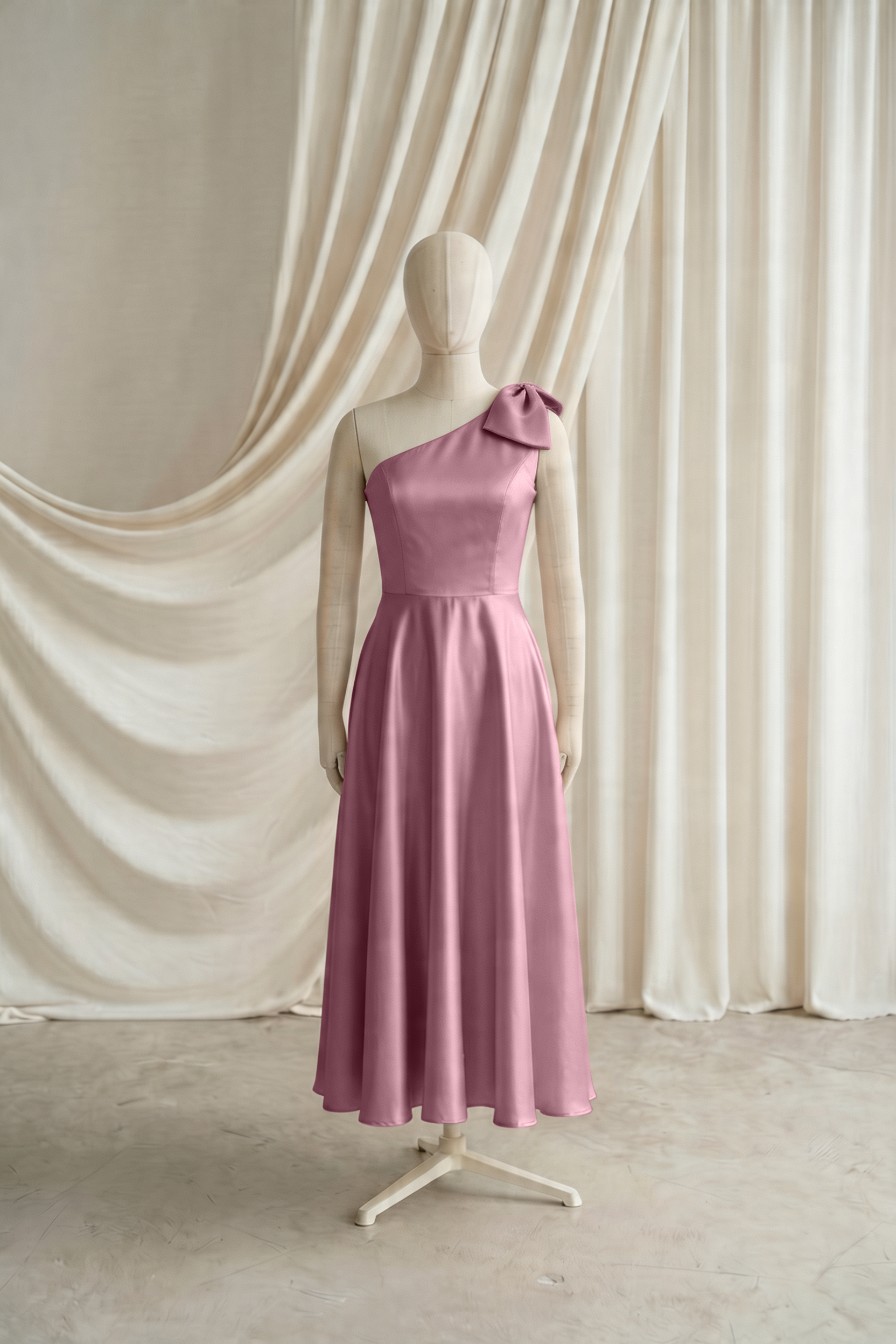 Zara Junior Bridesmaid Dress in Rose Pink Satin