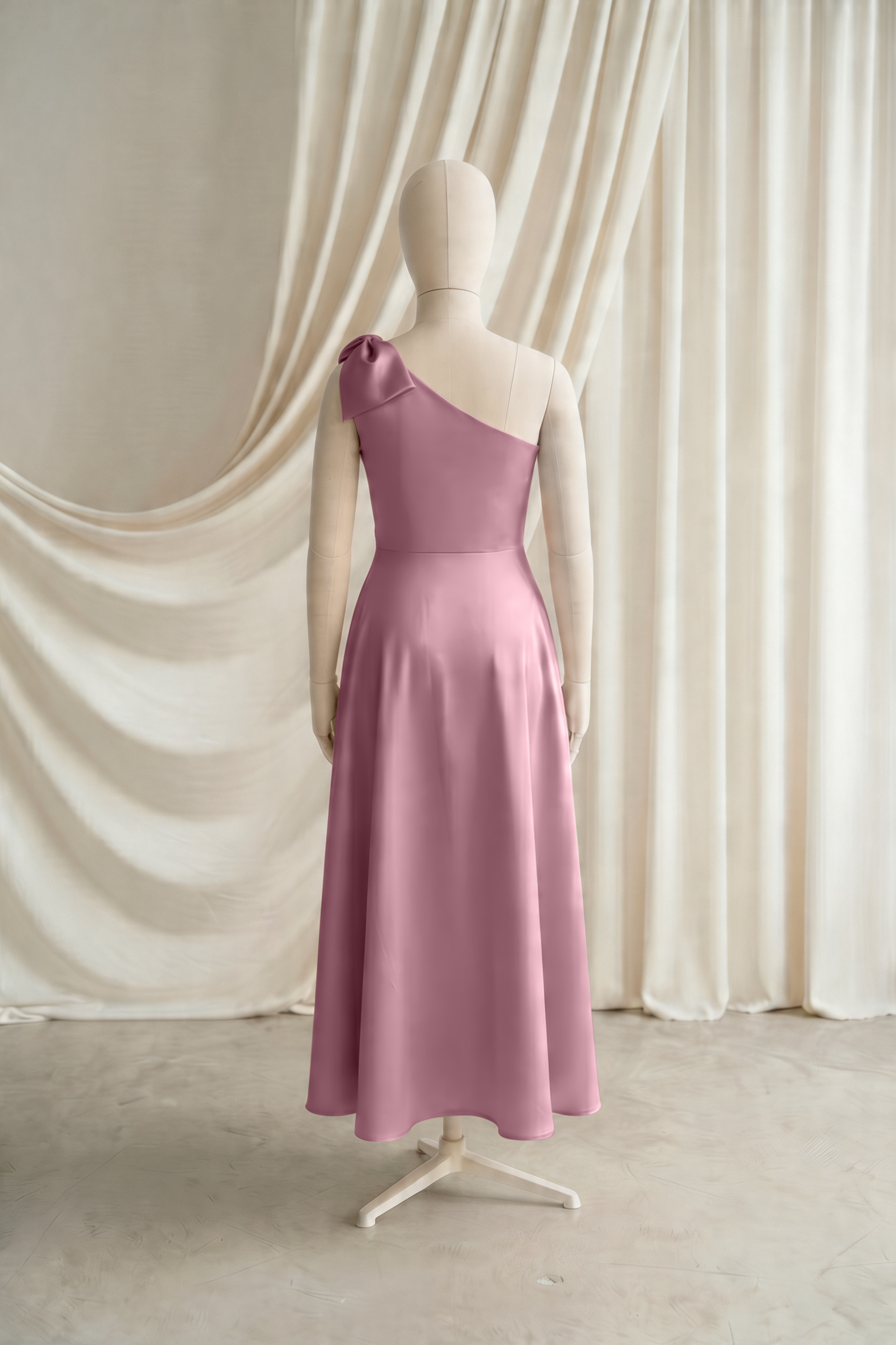 Zara Junior Bridesmaid Dress in Rose Pink Satin