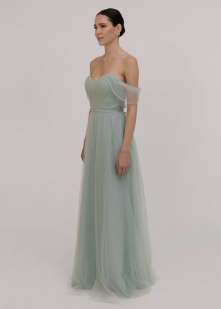 Bardot Bridesmaid Dress in Dusty Eucalyptus
