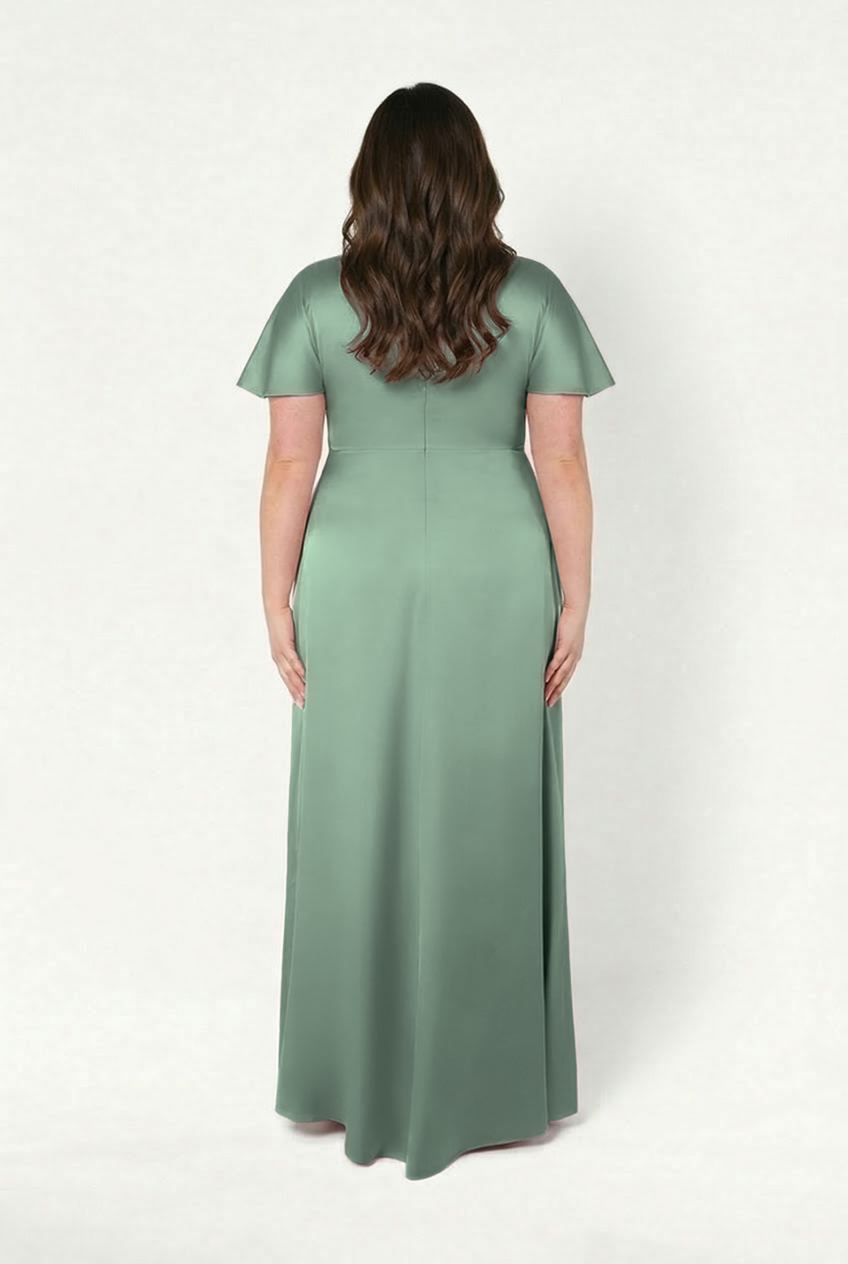 TH&TH Camilla Bridesmaid Dress In Sage Green Satin TH&TH Camilla Bridesmaid Dress In Sage Green Satin
