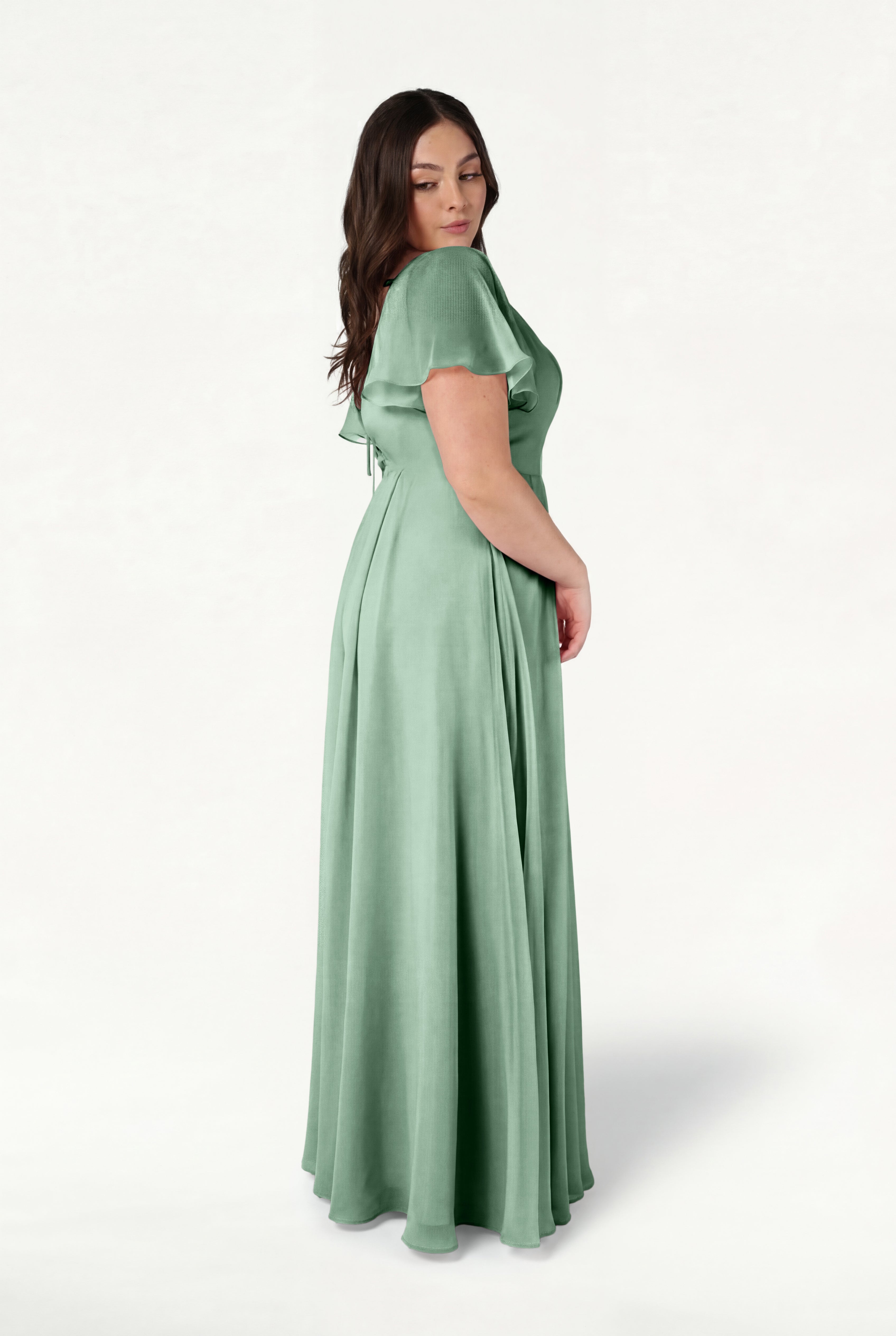 TH&TH Phoebe Bridesmaid Dress In Sage Green Chiffon TH and TH TH&TH Phoebe Bridesmaid Dress In Sage Green Chiffon TH and TH