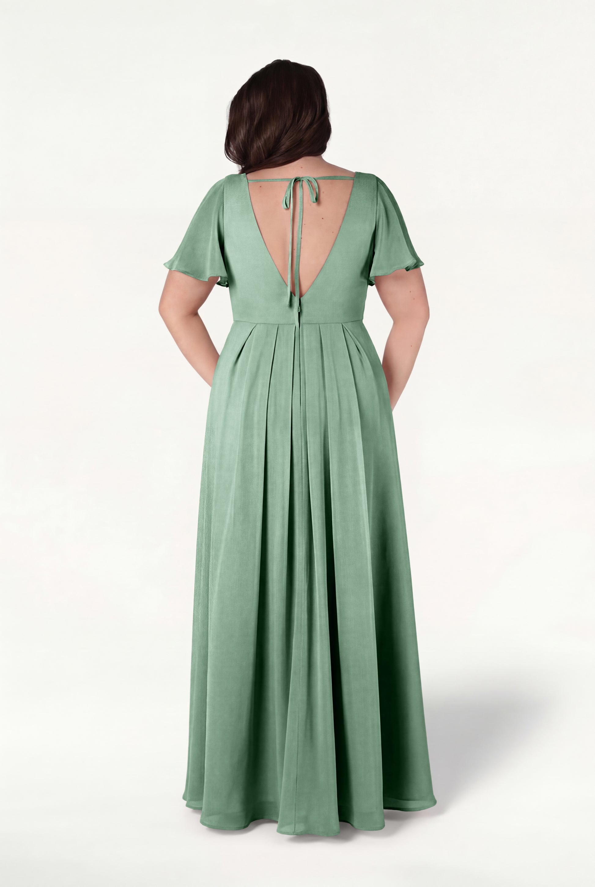 TH&TH Phoebe Bridesmaid Dress In Sage Green Chiffon TH&TH Phoebe Bridesmaid Dress In Sage Green Chiffon