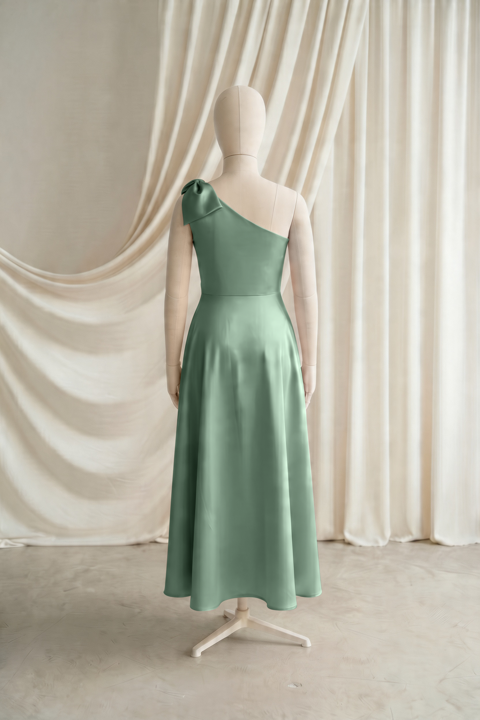 Zara Junior Bridesmaid Dress in Sage Green Satin