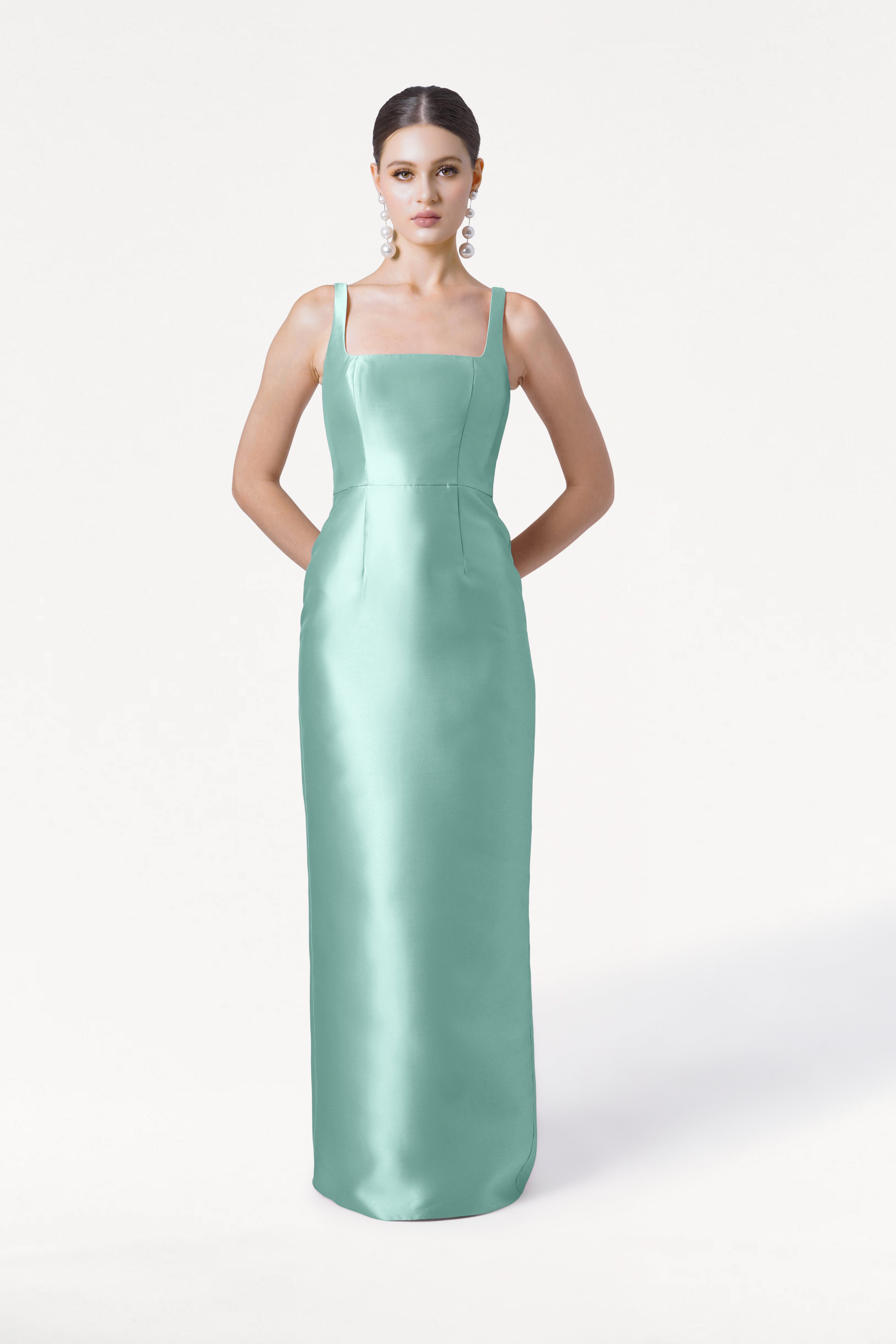 Savoy Bridesmaid Dress in Seafoam Satin Twill