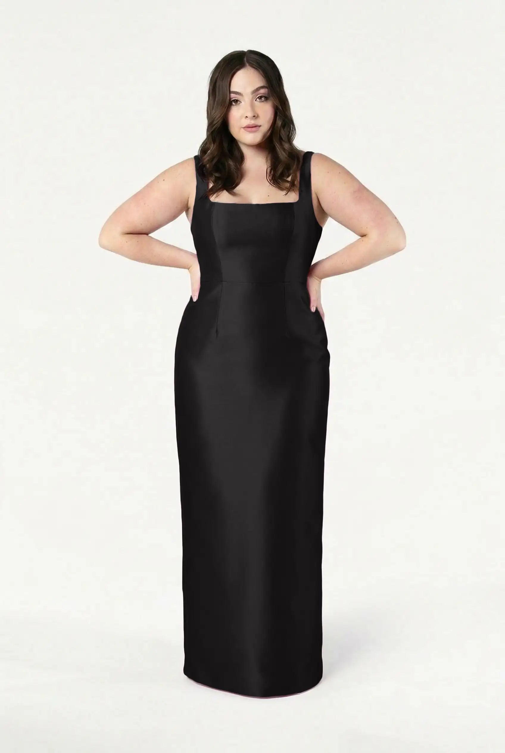 Savoy Bridesmaid Dress in Black Satin Twill