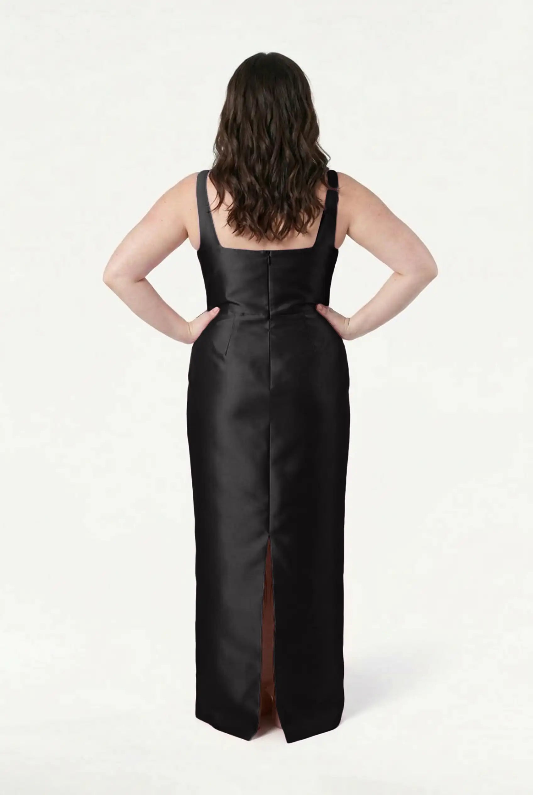Savoy Bridesmaid Dress in Black Satin Twill