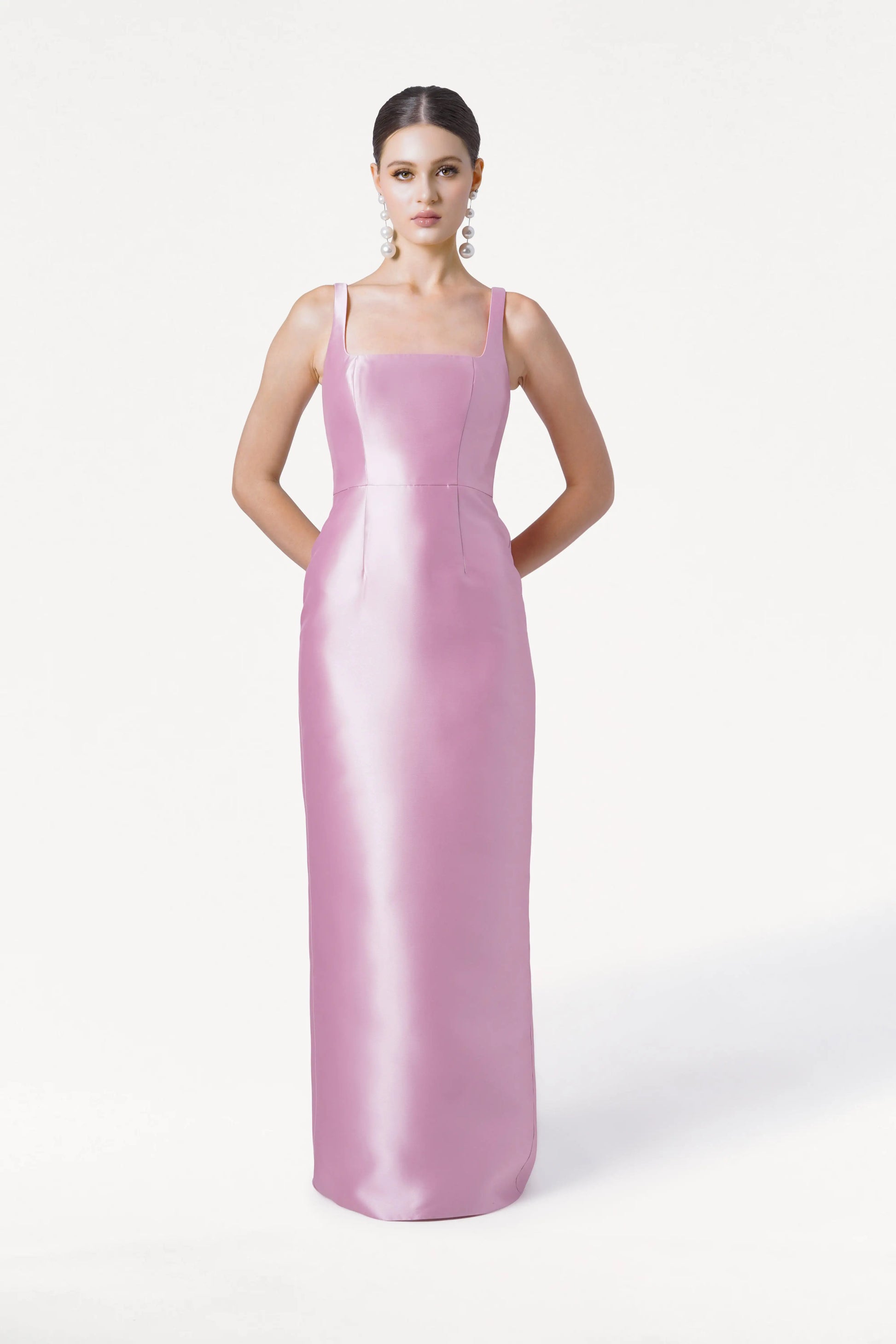 Savoy Bridesmaid Dress in Bubblegum Pink Satin Satin Twill