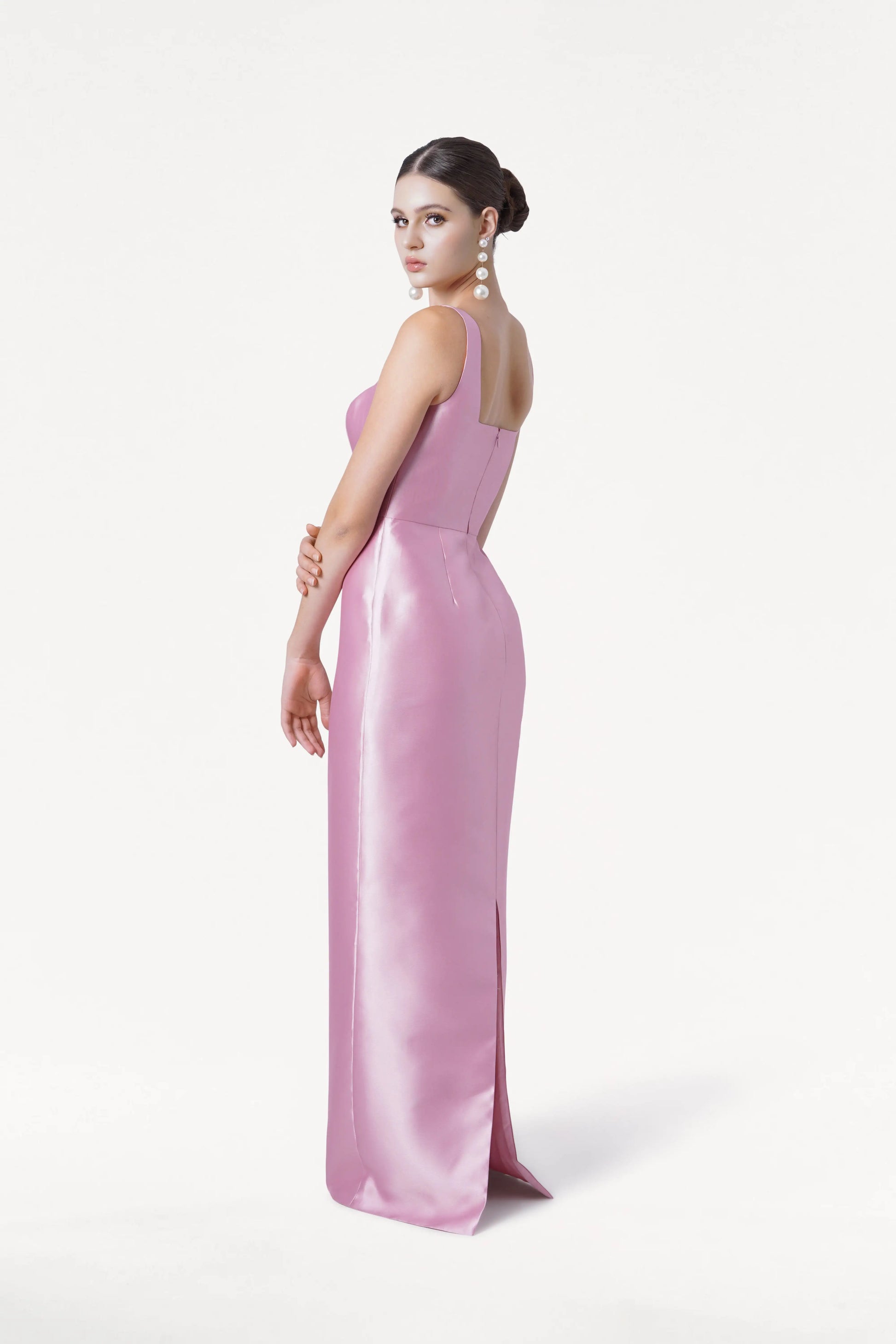 Savoy Bridesmaid Dress in Bubblegum Pink Satin Satin Twill