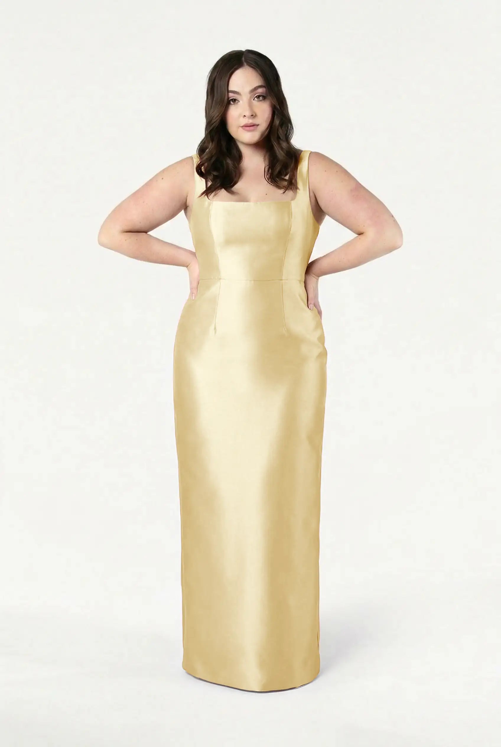 Savoy Bridesmaid Dress in Butter Yellow Satin Twill