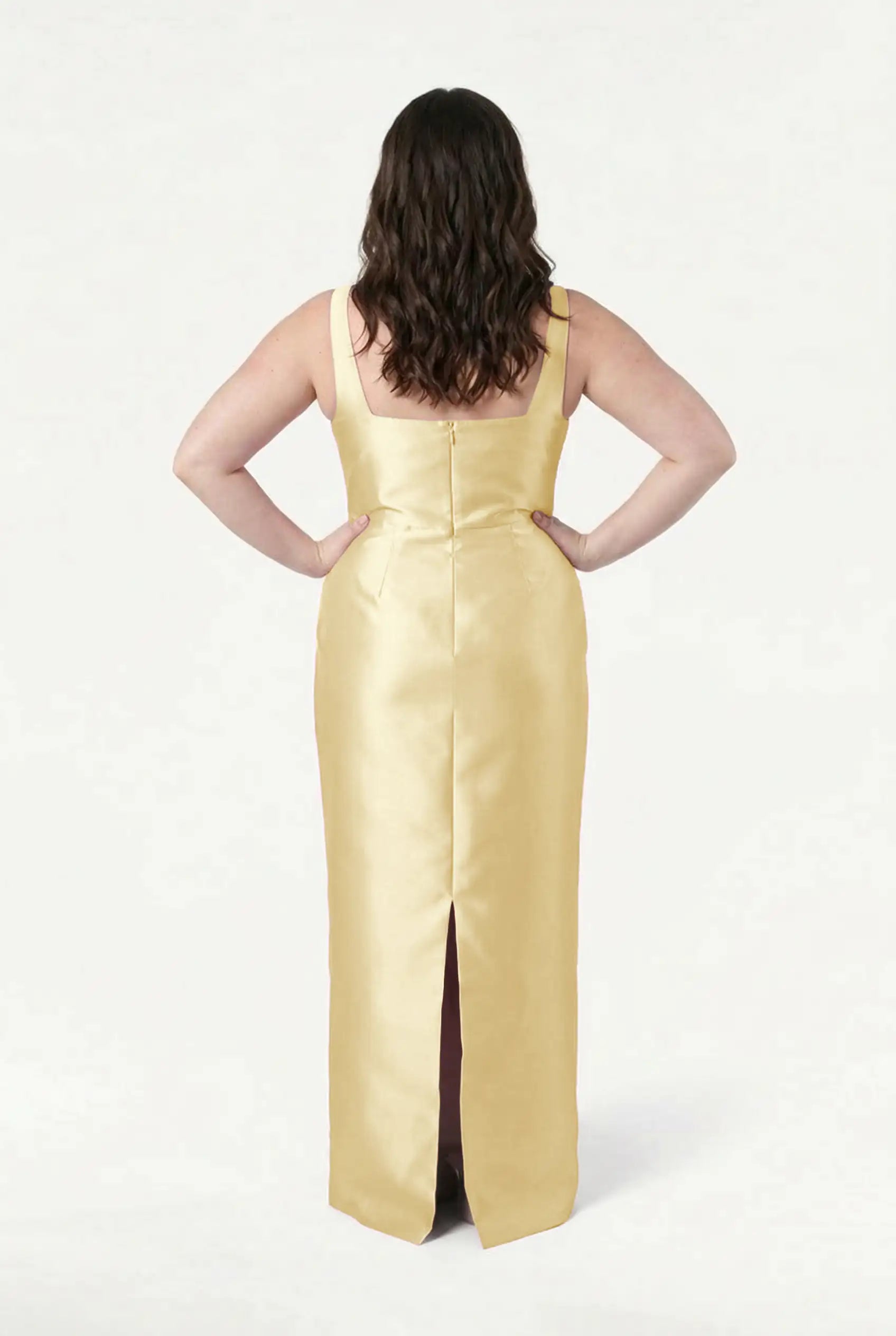 Savoy Bridesmaid Dress in Butter Yellow Satin Twill