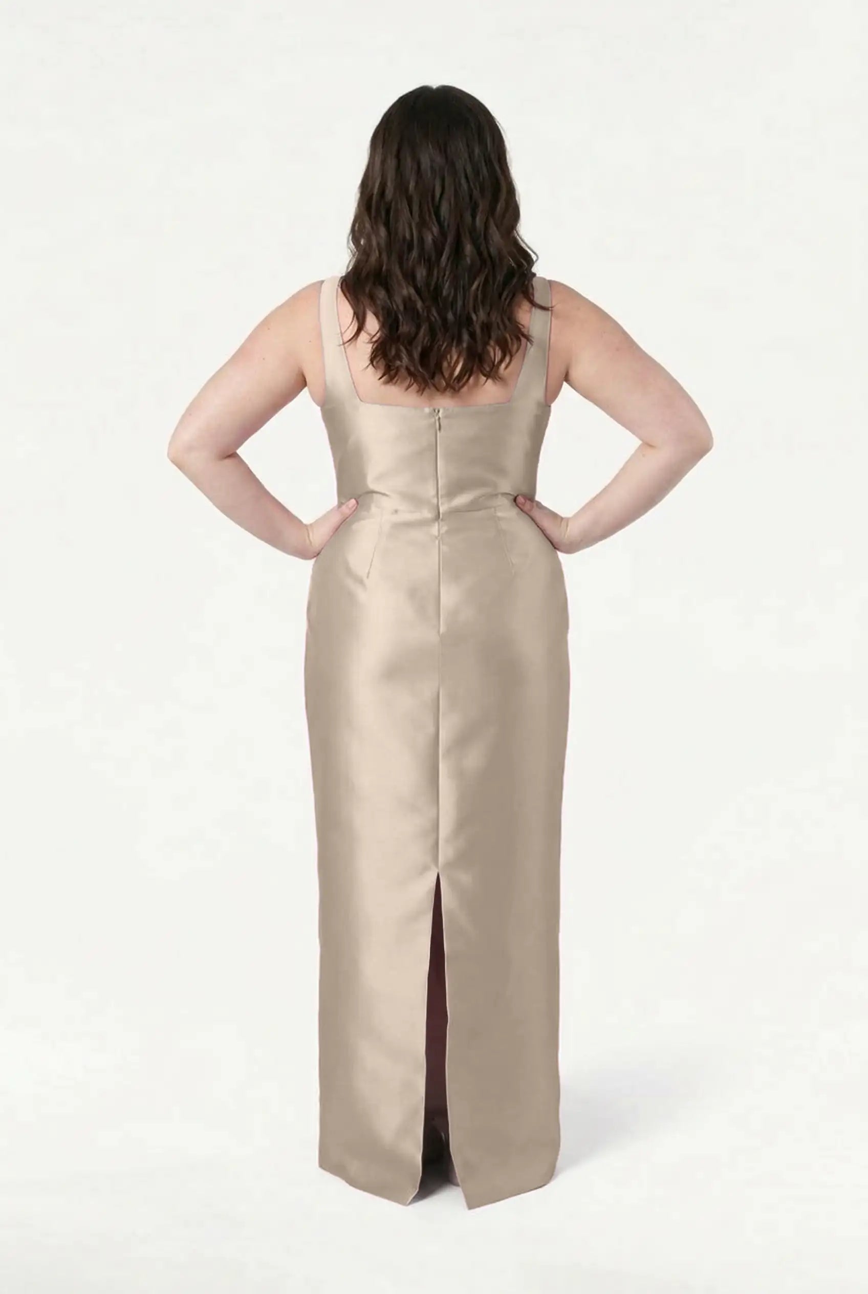 Savoy Bridesmaid Dress in Champagne Sky Satin Twill