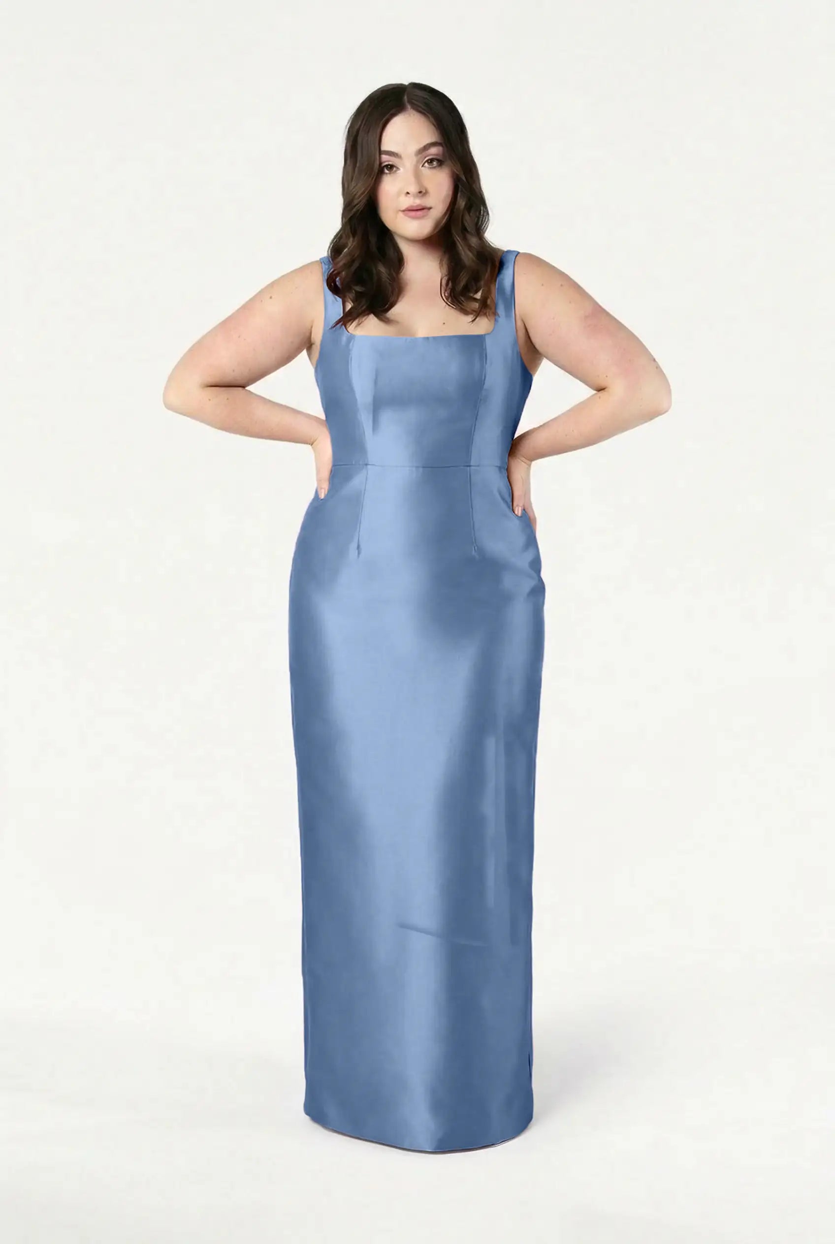 Savoy Bridesmaid Dress in Vintage Blue Satin Twill