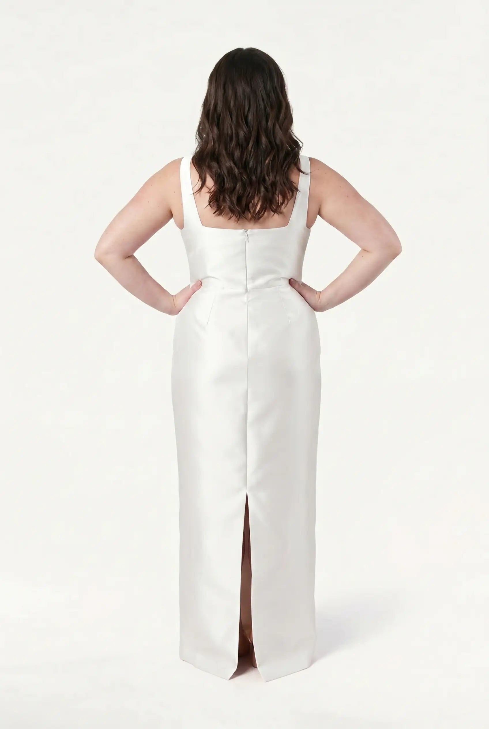Savoy Dress in Ivory Satin Twill