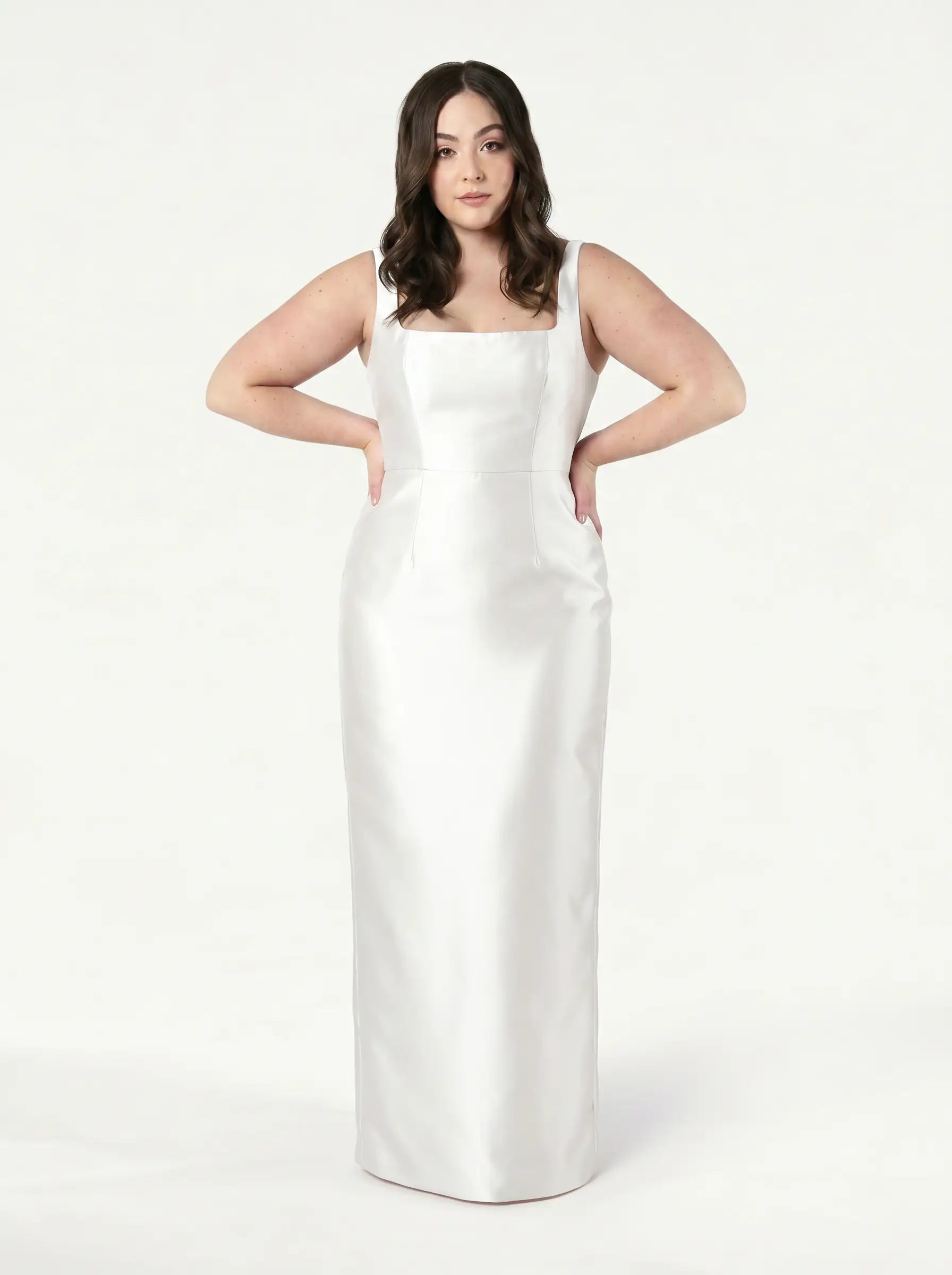 Savoy Dress in Ivory Satin Twill