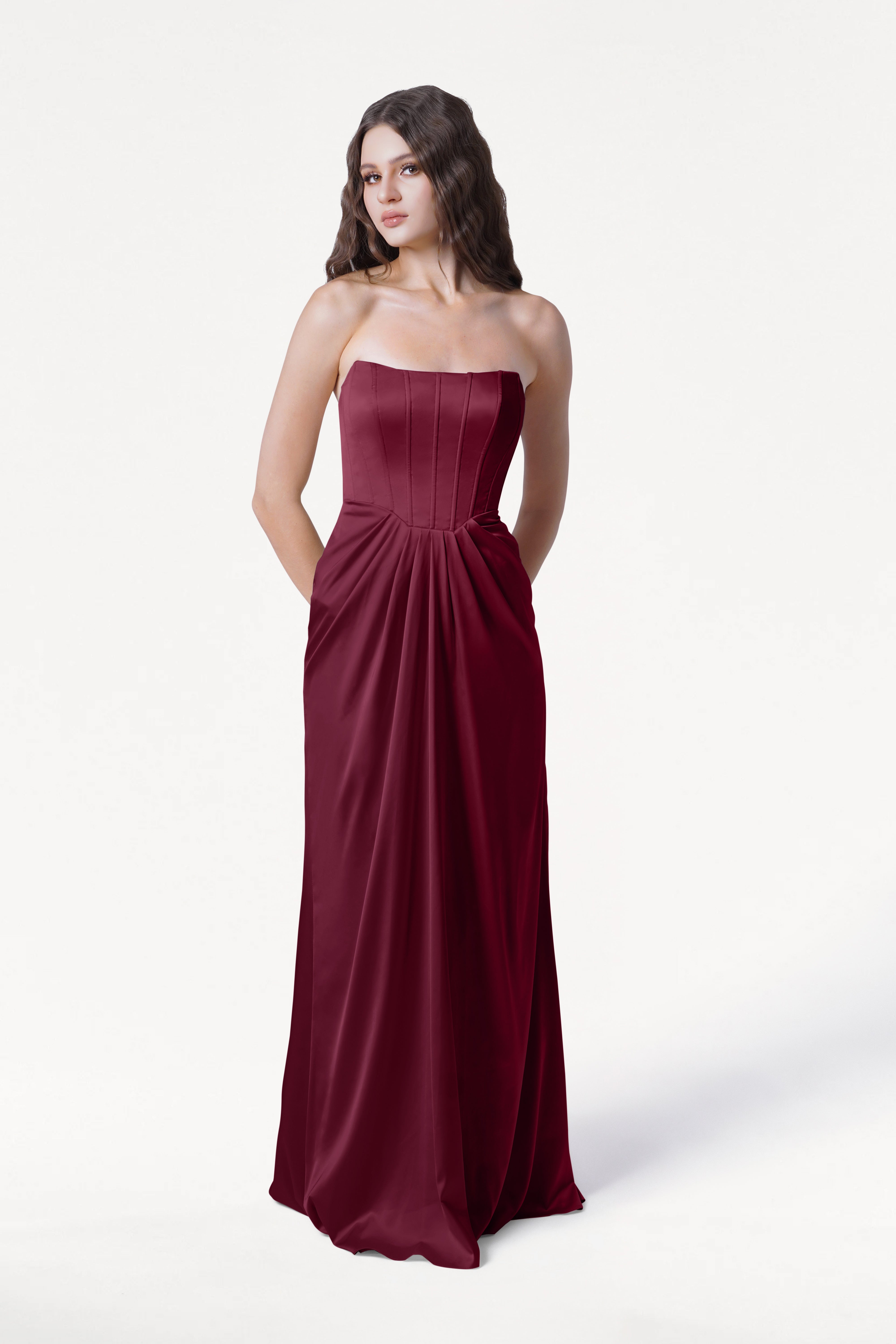 Selena Bridesmaid Dress in Merlot Satin